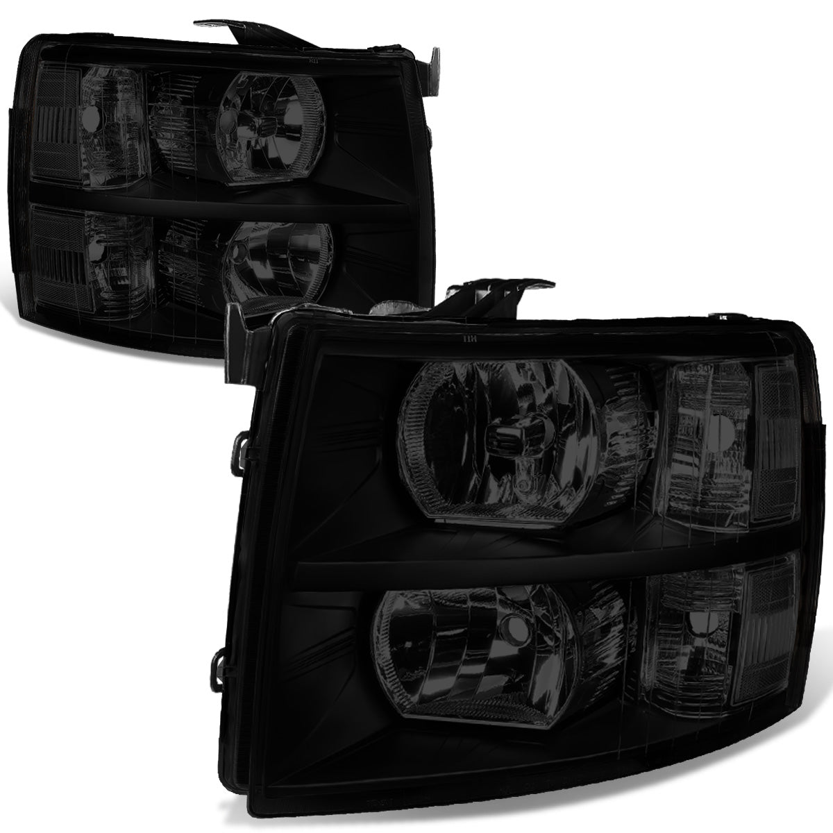 FAROS 07-13 CHEVY SILVERADO 1500 / 07-14 CHEVY SILVERADO 2500 3500 & HD MODELS - BLACK HOUSING / SMOKE LENS / CLEAR CORNER - H11 LOW BEAM / 9005 HIGH BEAM