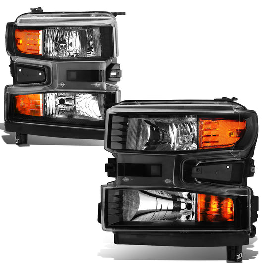 FAROS 19-21 CHEVROLET SILVERADO 1500 - FITS WT/CUSTOM/CUSTOM TRAIL BOSS MODEL ONLY - EXCLUDES LED HEADLIGHT MODELS - ONLY FITS MODELS WITH FACTORY HALOGEN HEADLIGHTS - OE STYLE - BLACK HOUSING / AMBER CORNER - H11 LOW BEAM / 9005 HIGH BEAM