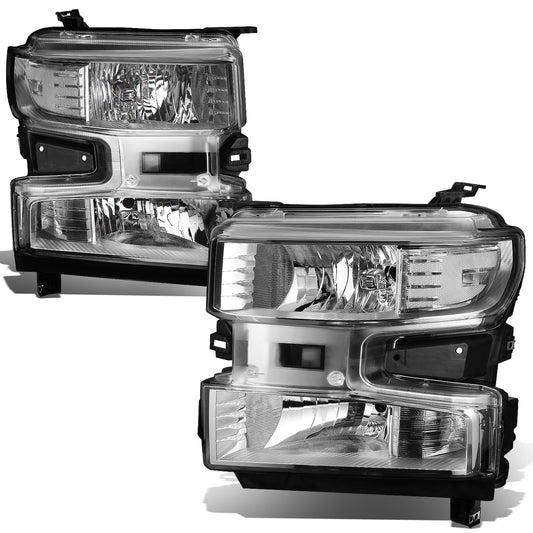 FAROS 19-21 CHEVROLET SILVERADO 1500 - FITS WT/CUSTOM/CUSTOM TRAIL BOSS MODEL ONLY - EXCLUDES LED HEADLIGHT MODELS - ONLY FITS MODELS WITH FACTORY HALOGEN HEADLIGHTS - OE STYLE - CHROME HOUSING / CLEAR CORNER - H11 LOW BEAM / 9005 HIGH BEAM