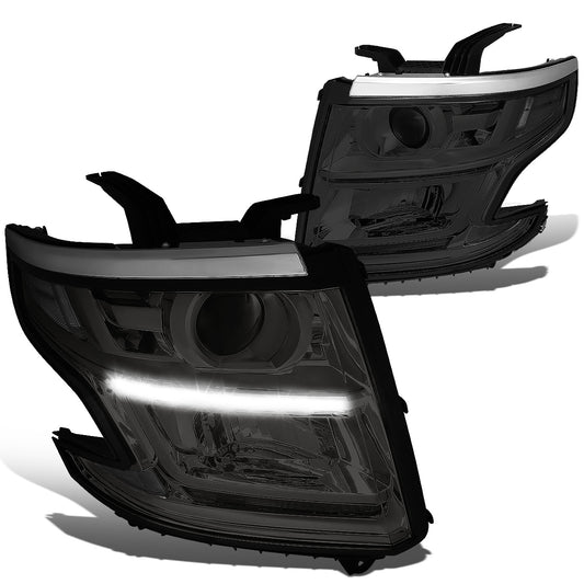 FAROS 15-17 CHEVY SUBURBAN , TAHOE 4-DOOR - PROJECTOR - LED DRL - SMOKE HOUSING / CLEAR CORNER - H11 LOW BEAM / 9005 HIGH BEAM