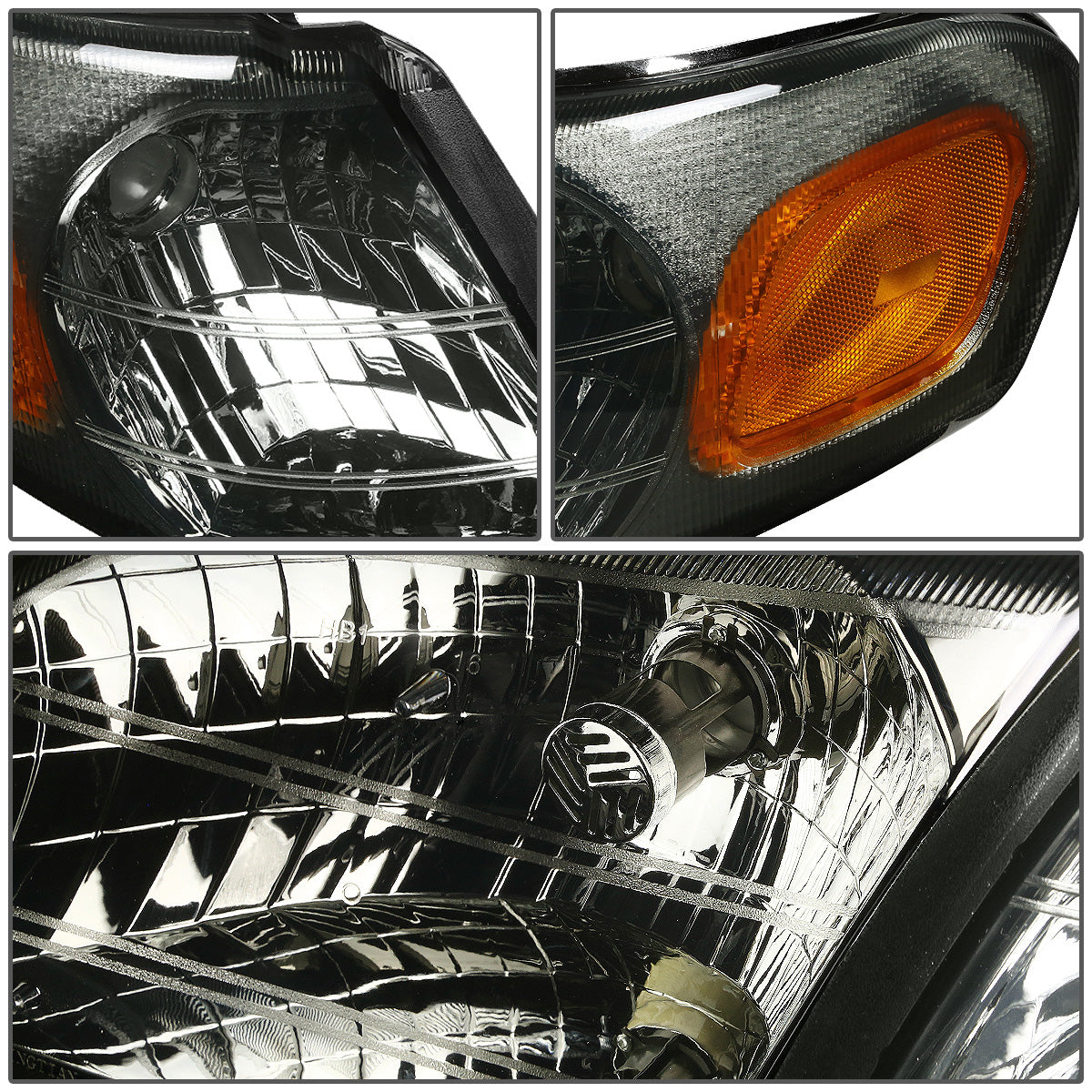 FAROS 97-05 CHEVY VENTURE / 97-04 OLDSMOBILE SILHOUETTE / 99-05 PONTIAC MONTANA / 97-99 PONTIAC TRANS SPORT 3/4-DOOR - 4PC - SMOKE HOUSING / AMBER CORNER - 9004 LOW BEAM / HIGH BEAM