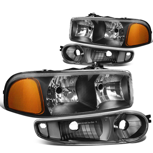FAROS 2001 GMC SIERRA C3 / 02-06 GMC SIERRA 1500 DENALI / 07 GMC SIERRA 1500 DENALI CLASSIC / 01-06 GMC YUKON DENALI, YUKON XL 1500 DENALI - BLACK HOUSING / AMBER CORNER - 9006 LOW BEAM / 9005 HIGH BEAM