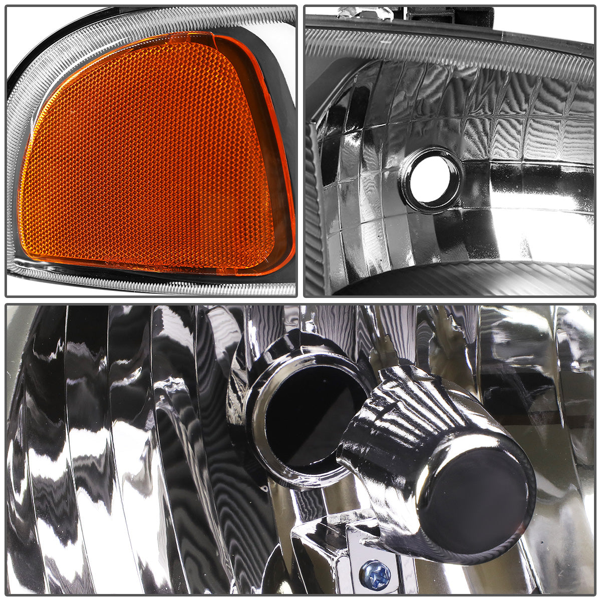 FAROS 2001 GMC SIERRA C3 / 02-06 GMC SIERRA 1500 DENALI / 07 GMC SIERRA 1500 DENALI CLASSIC / 01-06 GMC YUKON DENALI, YUKON XL 1500 DENALI - BLACK HOUSING / AMBER CORNER - 9006 LOW BEAM / 9005 HIGH BEAM