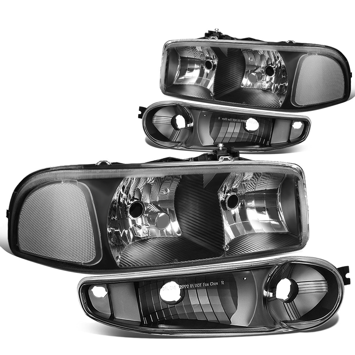 FAROS 2001 GMC SIERRA C3 / 02-06 GMC SIERRA 1500 DENALI / 07 GMC SIERRA 1500 DENALI CLASSIC / 01-06 GMC YUKON DENALI, YUKON XL 1500 DENALI - BLACK HOUSING / CLEAR CORNER - 9006 LOW BEAM / 9005 HIGH BEAM