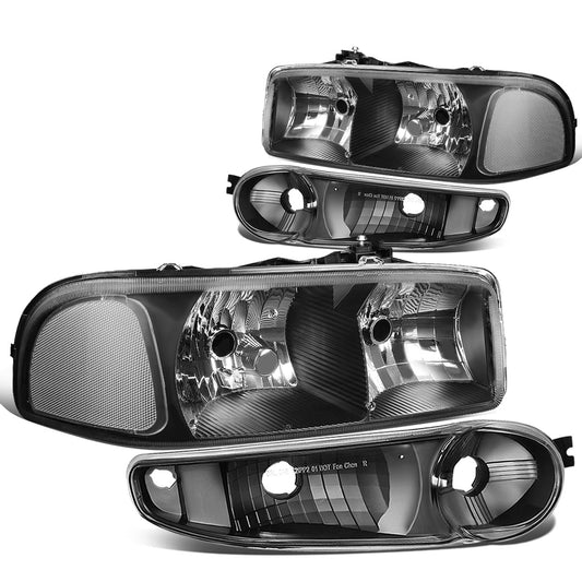 FAROS 2001 GMC SIERRA C3 / 02-06 GMC SIERRA 1500 DENALI / 07 GMC SIERRA 1500 DENALI CLASSIC / 01-06 GMC YUKON DENALI, YUKON XL 1500 DENALI - BLACK HOUSING / CLEAR CORNER - 9006 LOW BEAM / 9005 HIGH BEAM