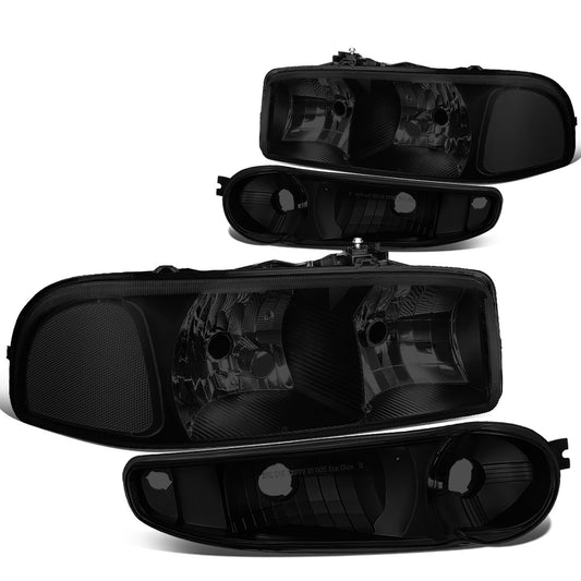 FAROS 2001 GMC SIERRA C3 / 02-06 GMC SIERRA 1500 DENALI / 07 GMC SIERRA 1500 DENALI CLASSIC / 01-06 GMC YUKON DENALI, YUKON XL 1500 DENALI - BLACK HOUSING / SMOKE LENS / CLEAR CORNER - 9006 LOW BEAM / 9005 HIGH BEAM