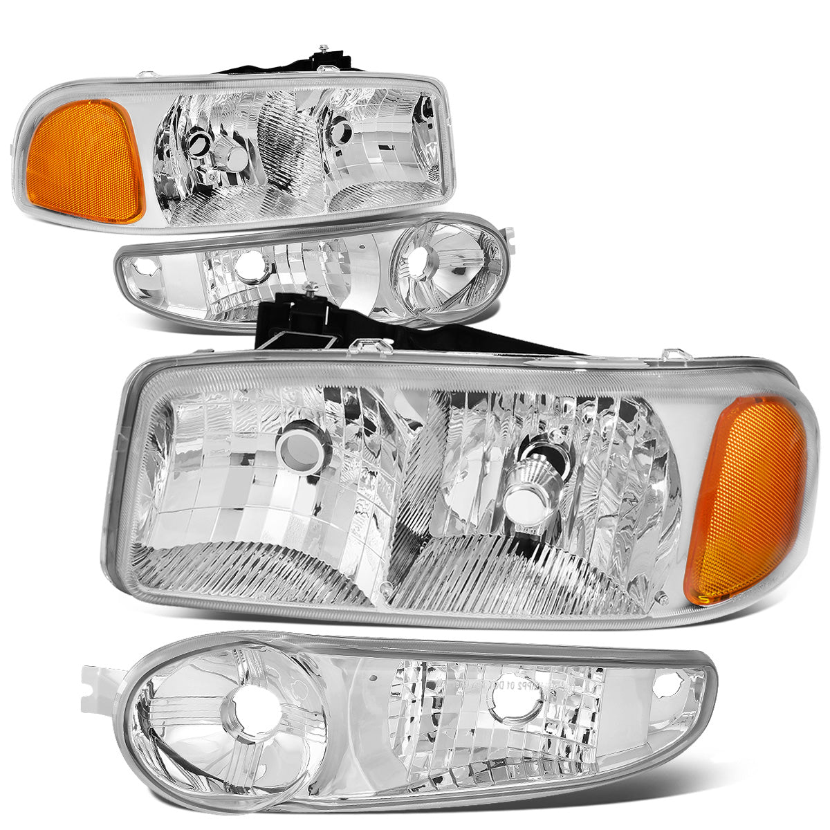 FAROS 2001 GMC SIERRA C3 / 02-06 GMC SIERRA 1500 DENALI / 07 GMC SIERRA 1500 DENALI CLASSIC / 01-06 GMC YUKON DENALI, YUKON XL 1500 DENALI - CHROME HOUSING / AMBER CORNER - 9006 LOW BEAM / 9005 HIGH BEAM