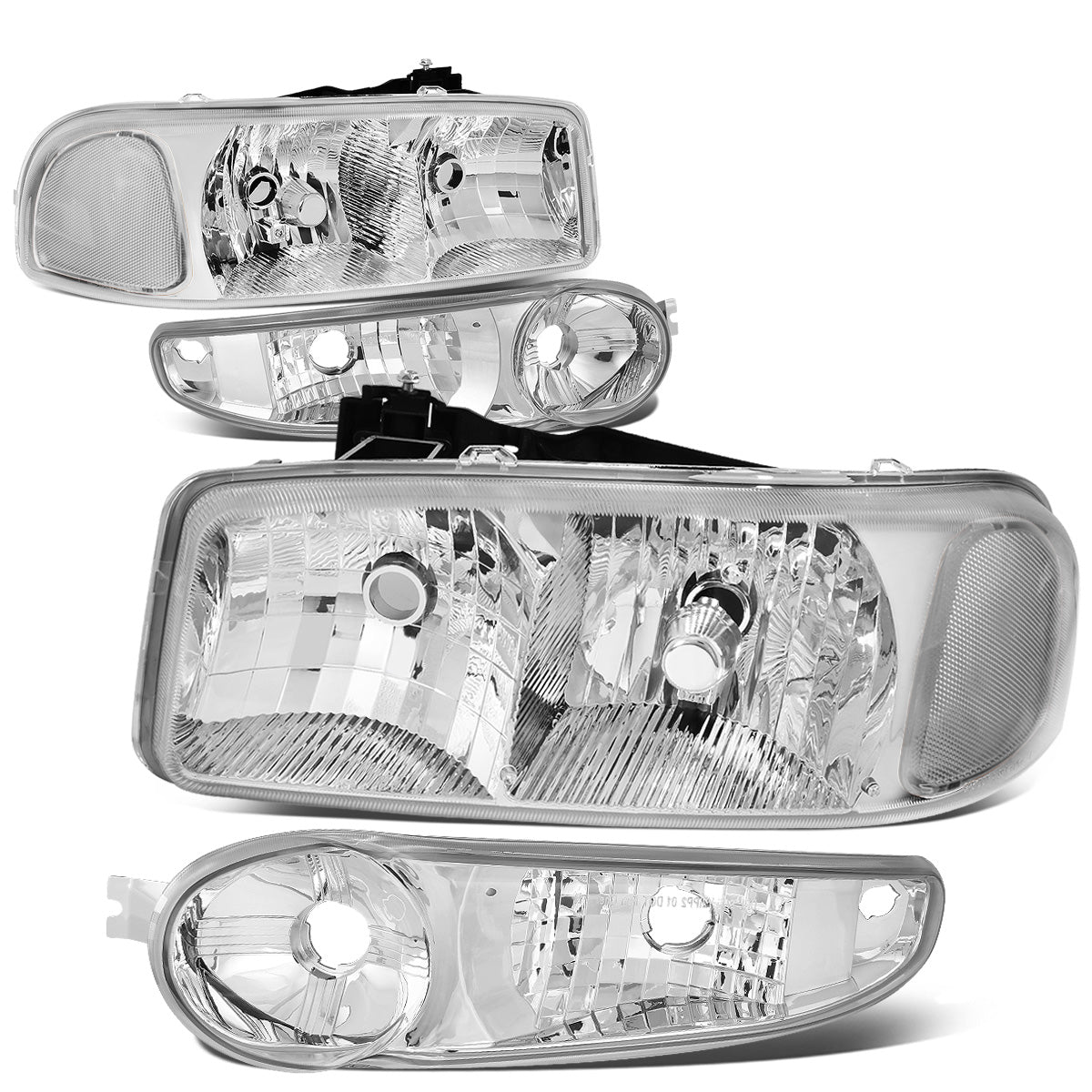 FAROS 2001 GMC SIERRA C3 / 02-06 GMC SIERRA 1500 DENALI / 07 GMC SIERRA 1500 DENALI CLASSIC / 01-06 GMC YUKON DENALI, YUKON XL 1500 DENALI - CHROME HOUSING / CLEAR CORNER - 9006 LOW BEAM / 9005 HIGH BEAM