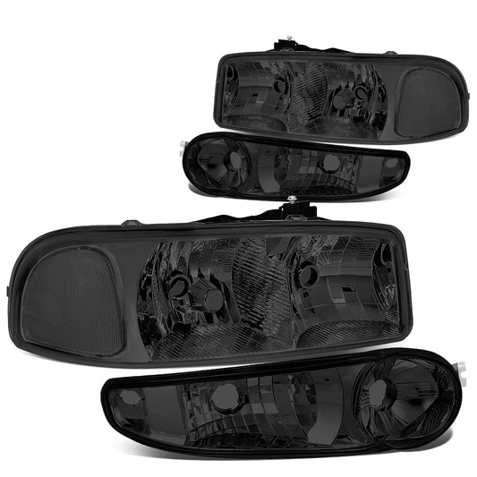FAROS 2001 GMC SIERRA C3 / 02-06 GMC SIERRA 1500 DENALI / 07 GMC SIERRA 1500 DENALI CLASSIC / 01-06 GMC YUKON DENALI, YUKON XL 1500 DENALI - SMOKE HOUSING / CLEAR CORNER - 9006 LOW BEAM / 9005 HIGH BEAM