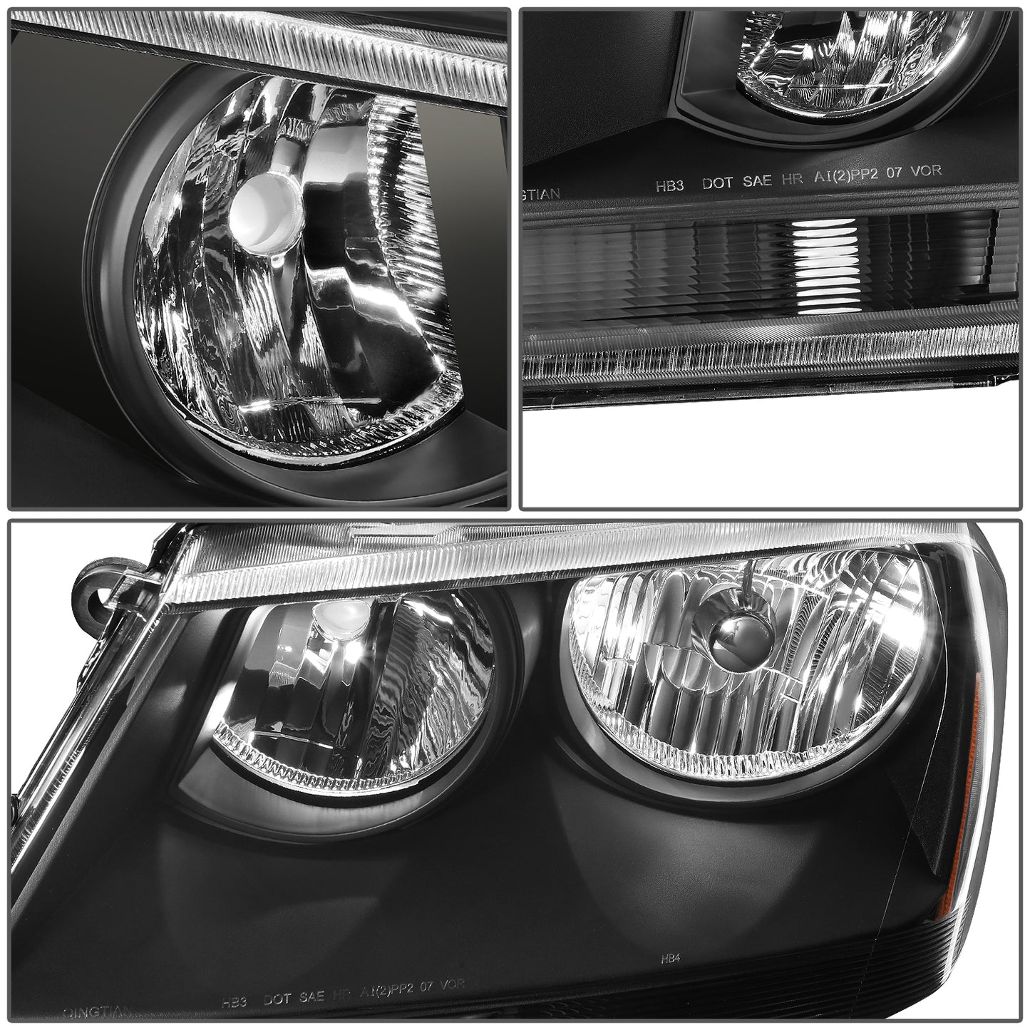 FAROS 08-14 DODGE AVENGER - 9005 HIGH / 9006 LOW / 3457A SIGNAL / 194 SIDE MARKER - BLACK HOUSING / AMBER CORNER