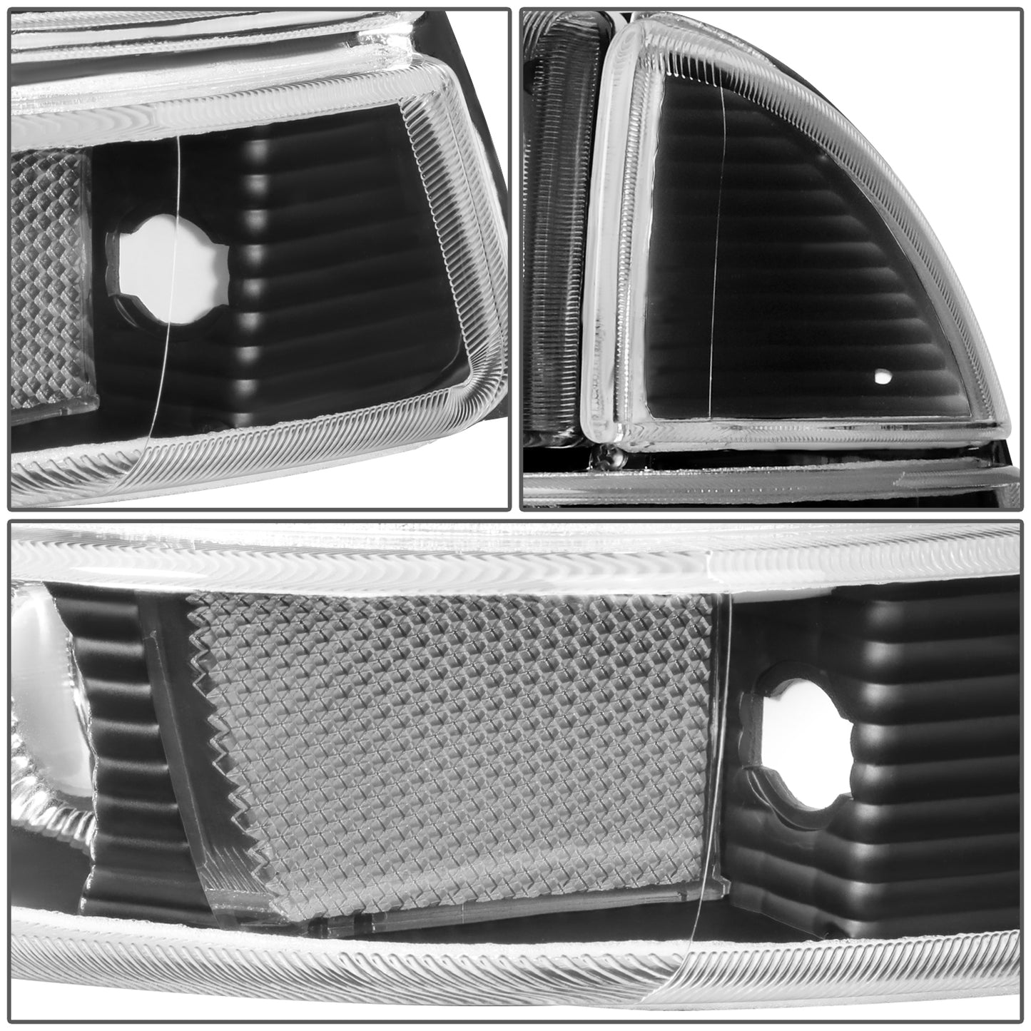 FAROS 97-04 DODGE DAKOTA / 98-04 DURANGO 2/4-DOOR - 4PC - BLACK HOUSING / CLEAR CORNER - 9007 LOW BEAM / HIGH BEAM