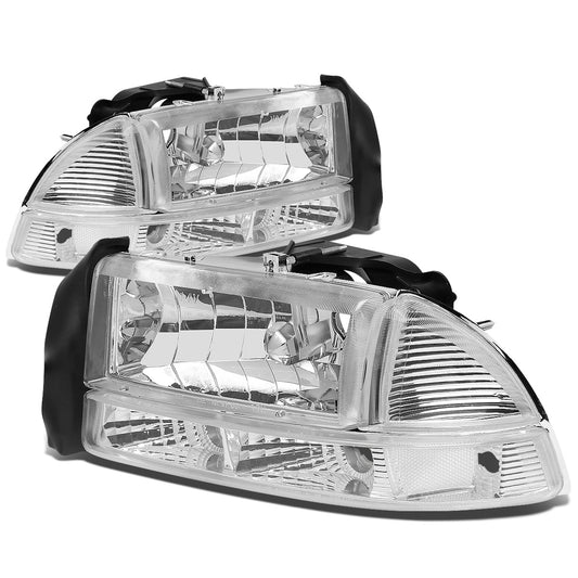 FAROS 97-04 DODGE DAKOTA / 98-04 DURANGO 2/4-DOOR - 4PC - CHROME HOUSING / CLEAR CORNER - 9007 LOW BEAM / HIGH BEAM