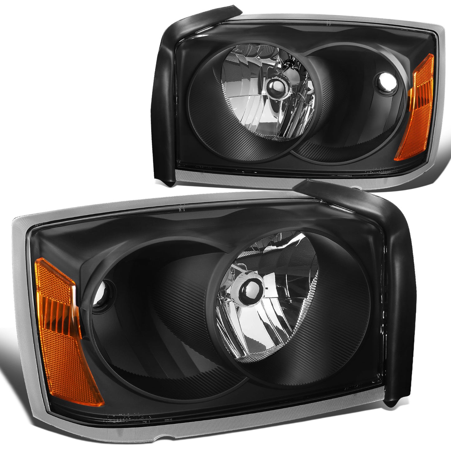 FAROS 05-07 DODGE DAKOTA - OE STYLE - BLACK HOUSING / AMBER CORNER - H13 LOW BEAM / HIGH BEAM