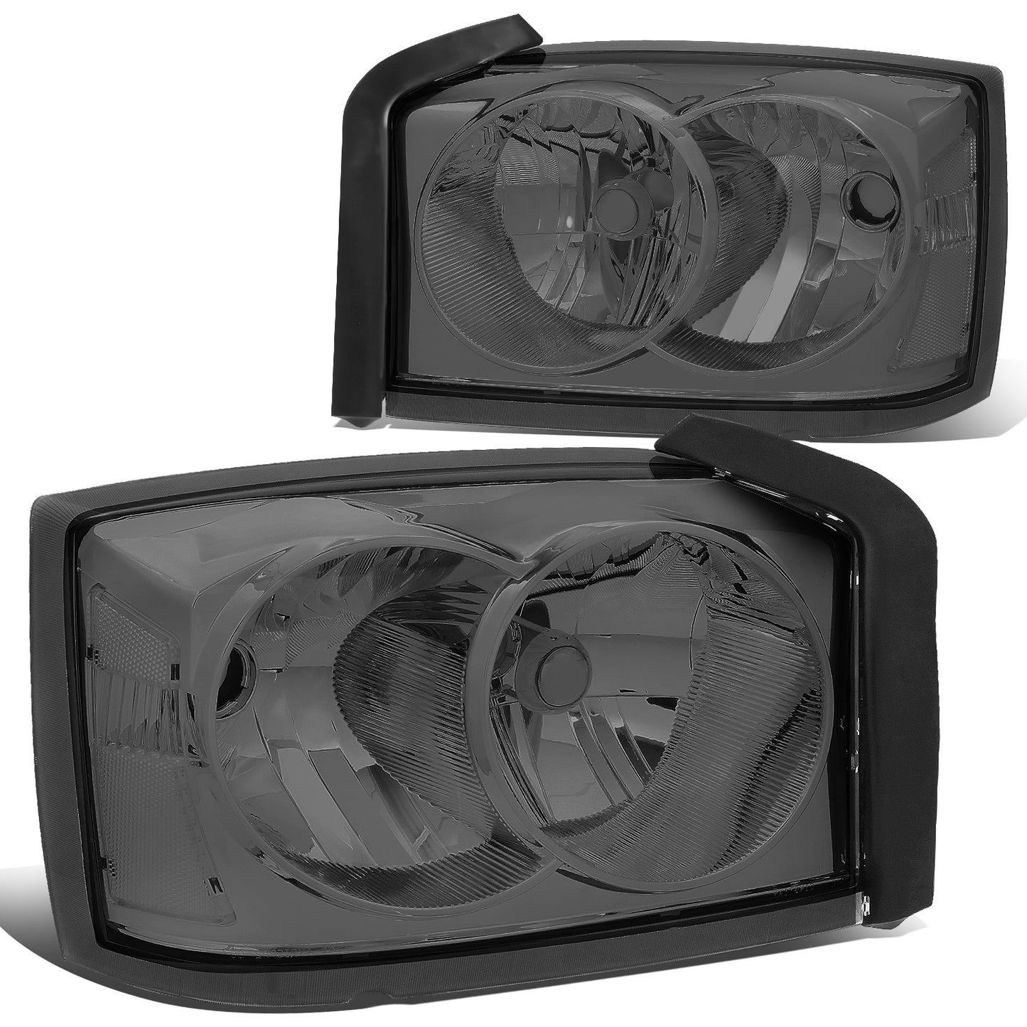 FAROS 05-07 DODGE DAKOTA - OE STYLE - CHROME HOUSING / SMOKED LENS / CLEAR CORNER - H13 LOW BEAM / HIGH BEAM