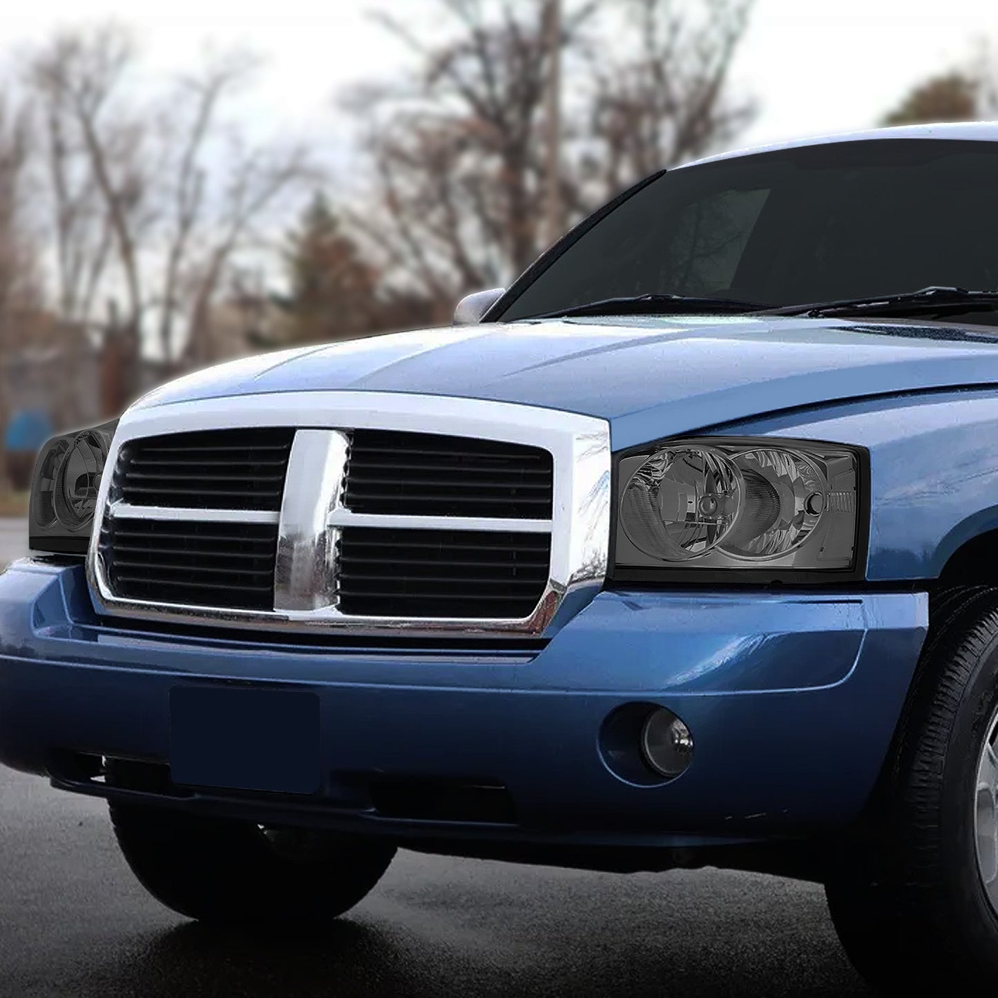 FAROS 05-07 DODGE DAKOTA - OE STYLE - CHROME HOUSING / SMOKED LENS / CLEAR CORNER - H13 LOW BEAM / HIGH BEAM