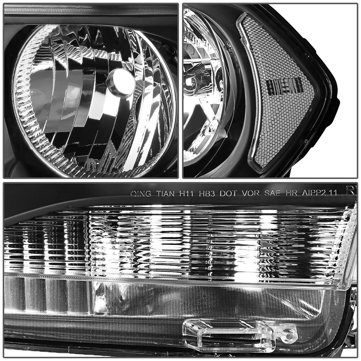 FAROS 11-13 DODGE DURANGO - BLACK HOUSING / CLEAR CORNER - H11 LOW BEAM / 9005 HIGH BEAM