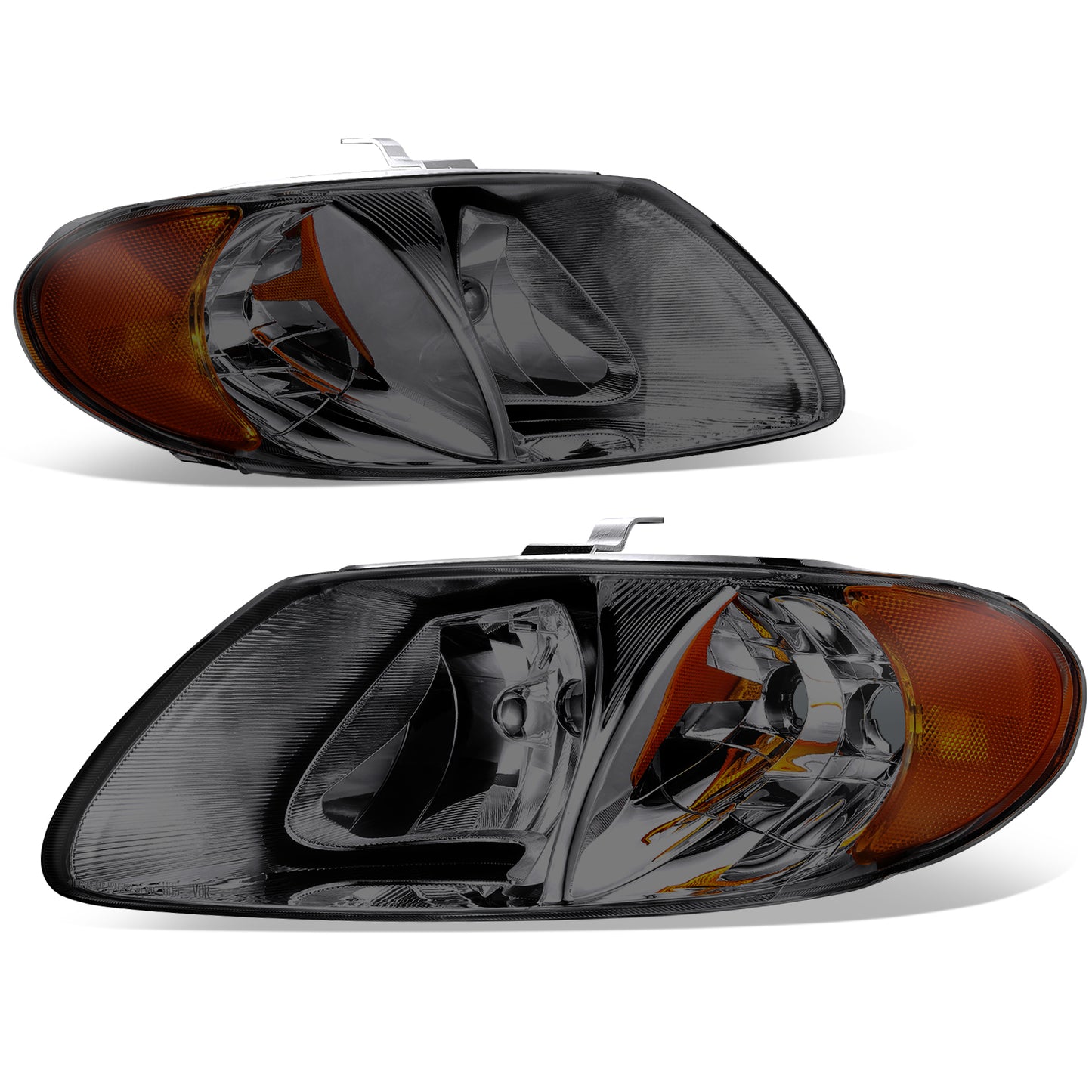 FAROS 01-07 CHRYSLER TOWN & COUNTRY / 01-07 DODGE CARAVAN / 01-07 DODGE GRAND CARAVAN / 01-03 CHRYSLER VOYAGER - FIT MODELS WITH 113 WHEEL BASE ONLY - OE STYLE - CHROME HOUSING / SMOKED LENS / AMBER CORNER - 9007 LOW BEAM / HIGH BEAM