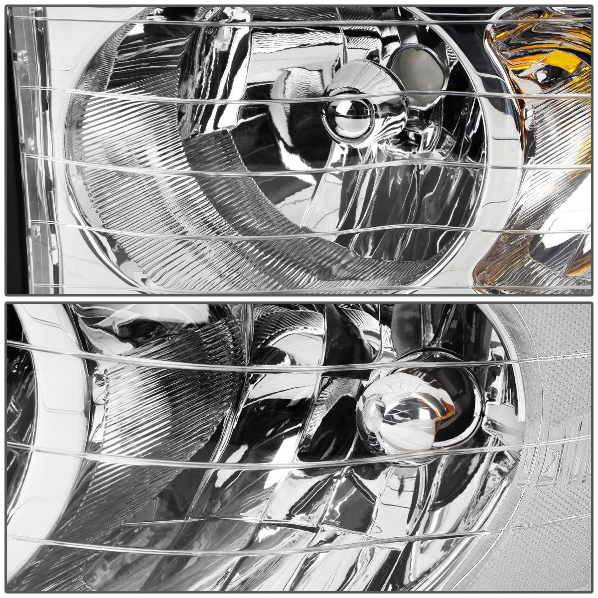 FAROS 02-05 DODGE RAM 1500 / 03-05 RAM 2500 , 3500 2/4-DOOR - CHROME HOUSING / CLEAR CORNER - 9007 LOW BEAM / HIGH BEAM