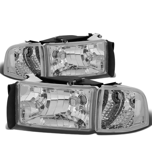 FAROS 94-01 DODGE RAM 1500 / 94-02 DODGE RAM 2500 , 3500 2/4-DOOR - DOES NOT FIT SPORT MODELS OR RAM VAN MODELS - CHROME HOUSING / CLEAR CORNER - 9004 LOW BEAM / HIGH BEAM