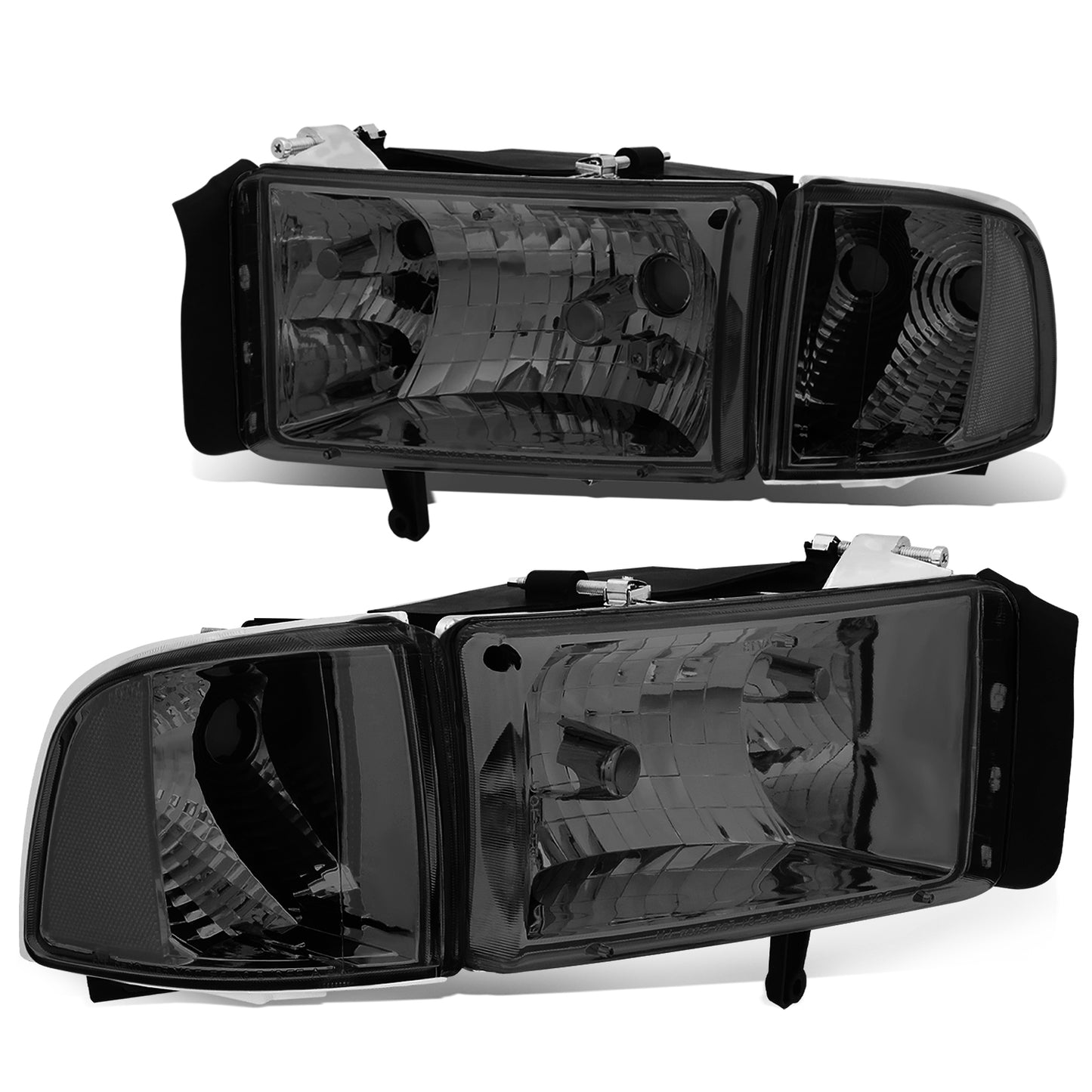 FAROS 94-01 DODGE RAM 1500 / 94-02 DODGE RAM 2500 , 3500 2/4-DOOR - DOES NOT FIT SPORT MODELS OR RAM VAN MODELS - SMOKE HOUSING / CLEAR CORNER - 9004 LOW BEAM / HIGH BEAM