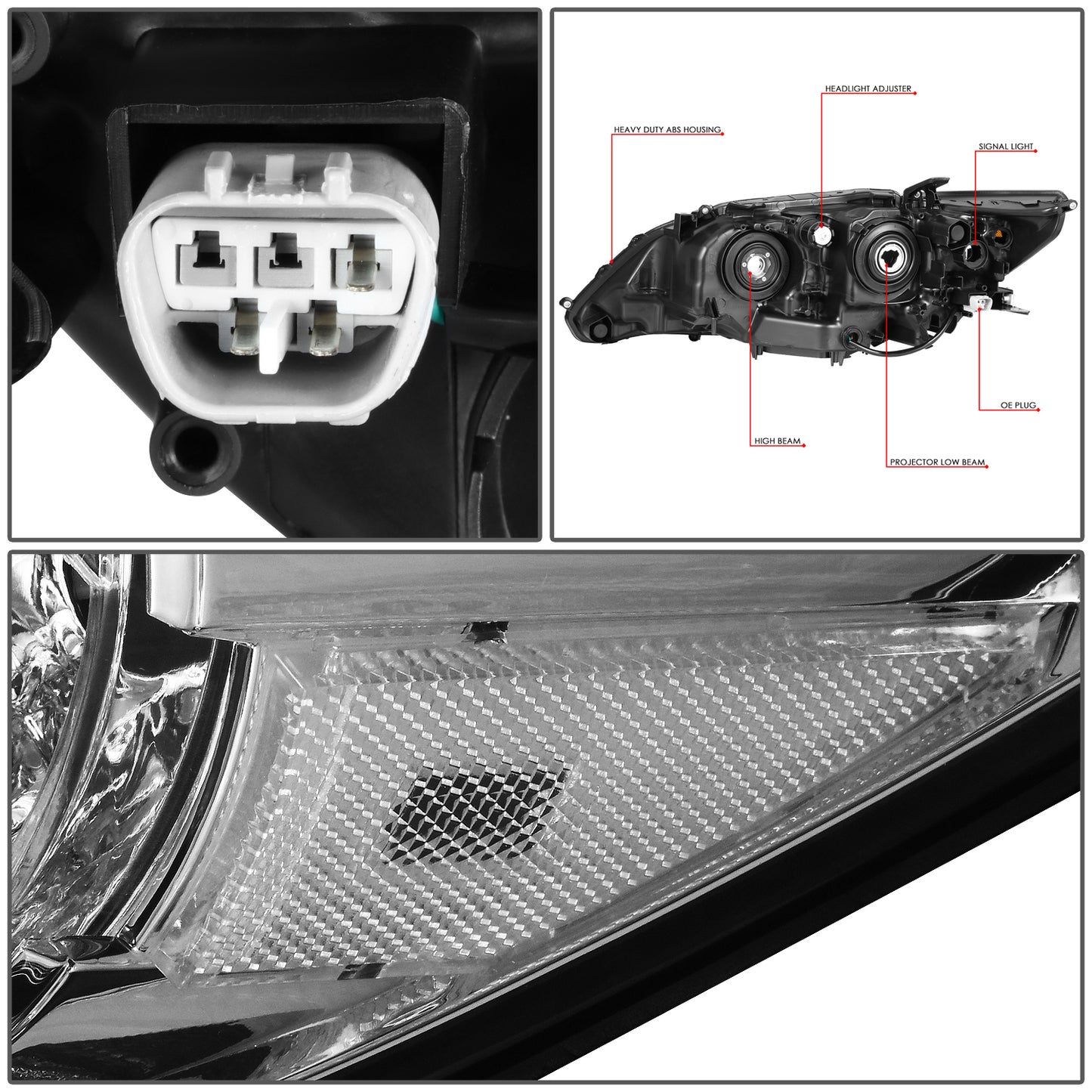 FAROS 13-15 LEXUS ES300H / 13-15 LEXUS ES350 - FITS MODELS WITH HALOGEN HEADLIGHTS ONLY - DOES NOT FIT FACTORY HID EQUIPPED MODELS - H11 LOW BEAM / 9005 HIGH BEAM / 7444NA TURN SIGNAL / 168 SIDE MARKER - CHROME HOUSING / CLEAR CORNER