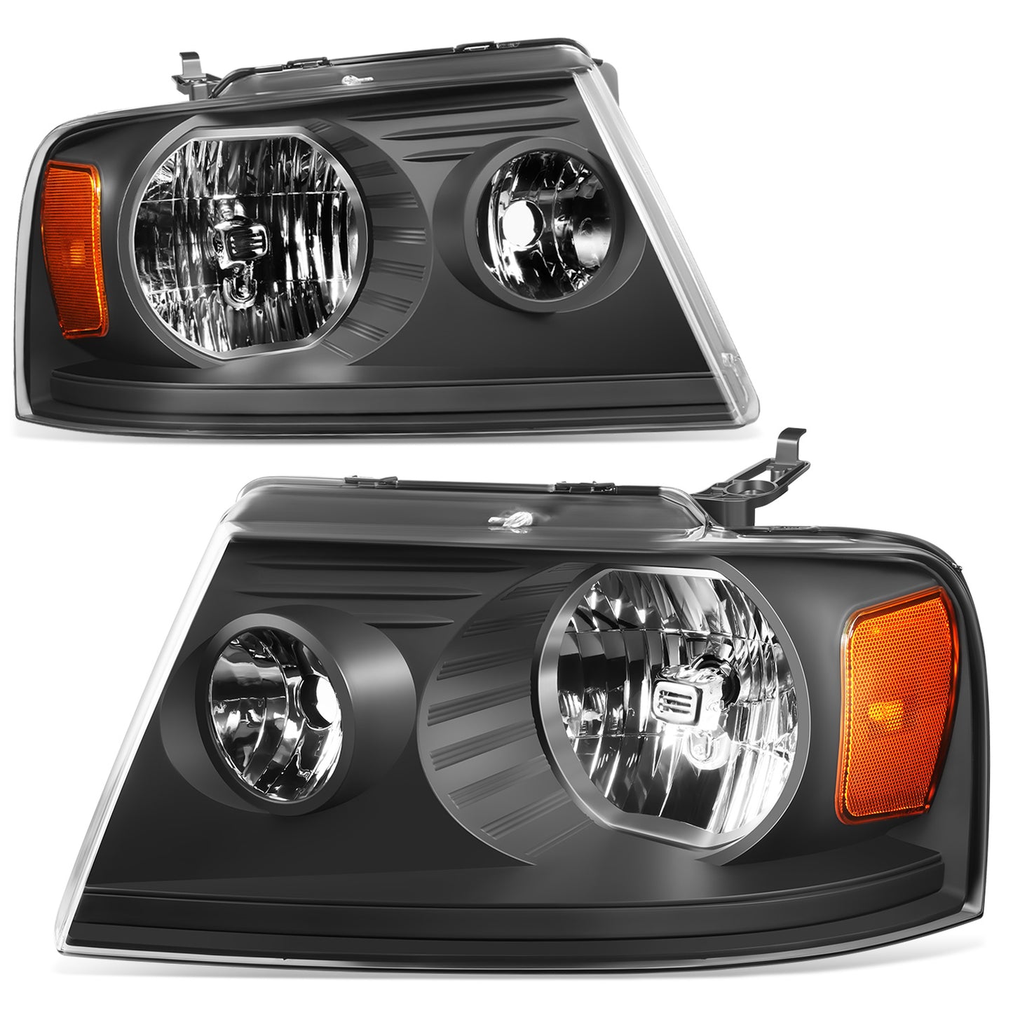 FAROS F-150 2004-2008 //WHITE COVER, YELLOW REVERSE, BLACK TRIM FRAME NEAR AND FAR LIGHT WITH BLUE LIGHT BULB