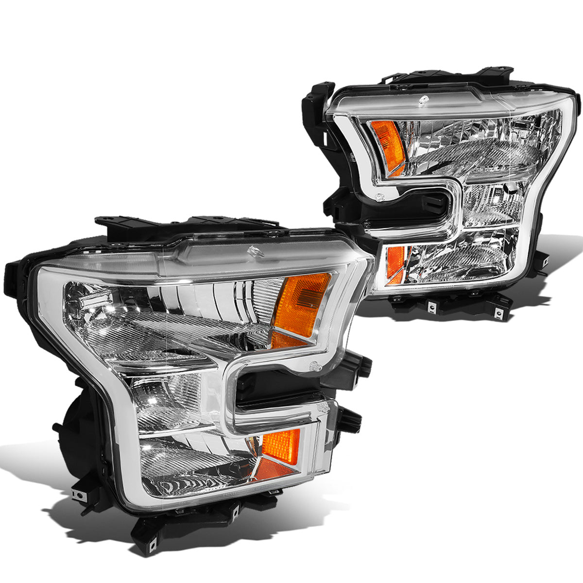 FAROS 15-17 FORD F-150 2/4-DOOR - ONLY FITS MODELS W/ COMPOSITE HEADLIGHTS - H11 LOW BEAM / 9005 HIGH BEAM / 7444NA TURN SIGNAL - CHROME HOUSING / AMBER CORNER
