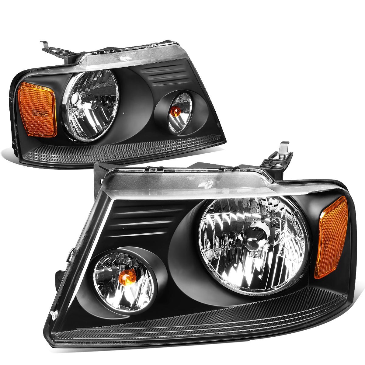 FAROS 04-08 FORD F-150 / 06-08 LINCOLN MARK LT 2/4-DR - 9007 LOW BEAM / HIGH BEAM / 3157A TURN SIGNAL - BLACK HOUSING / AMBER CORNER