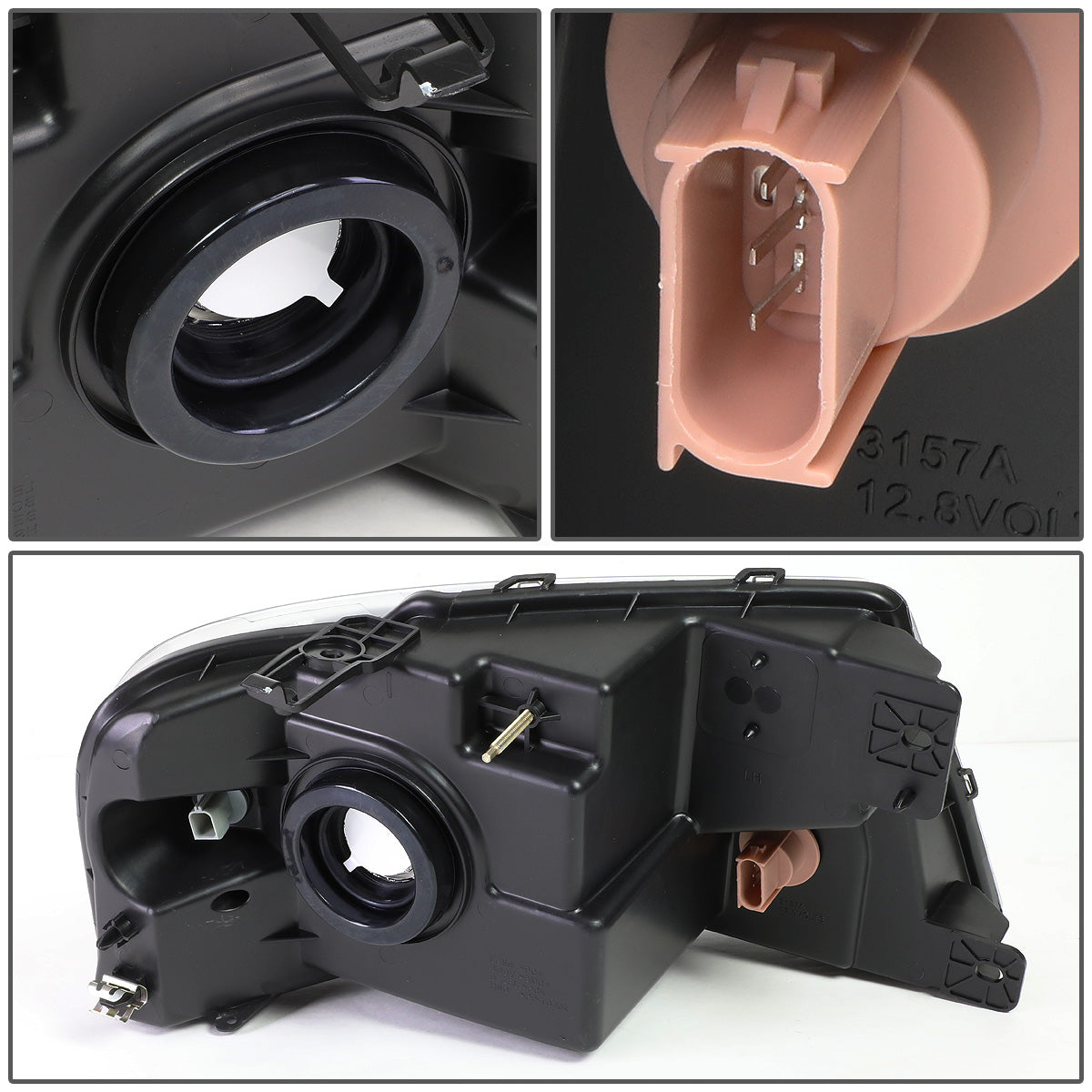 FAROS 04-08 FORD F-150 / 06-08 LINCOLN MARK LT 2/4-DR - 9007 LOW BEAM / HIGH BEAM / 3157A TURN SIGNAL - BLACK HOUSING / AMBER CORNER