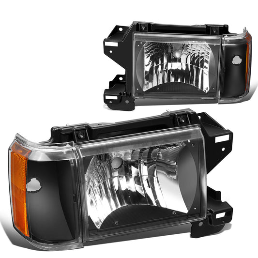 FAROS 87-91 FORD BRONCO, F-150, F-250, F-350 - 9004 HIGH / LOW BEAM / 1157A TURN SIGNAL - BLACK HOUSING / AMBER CORNER