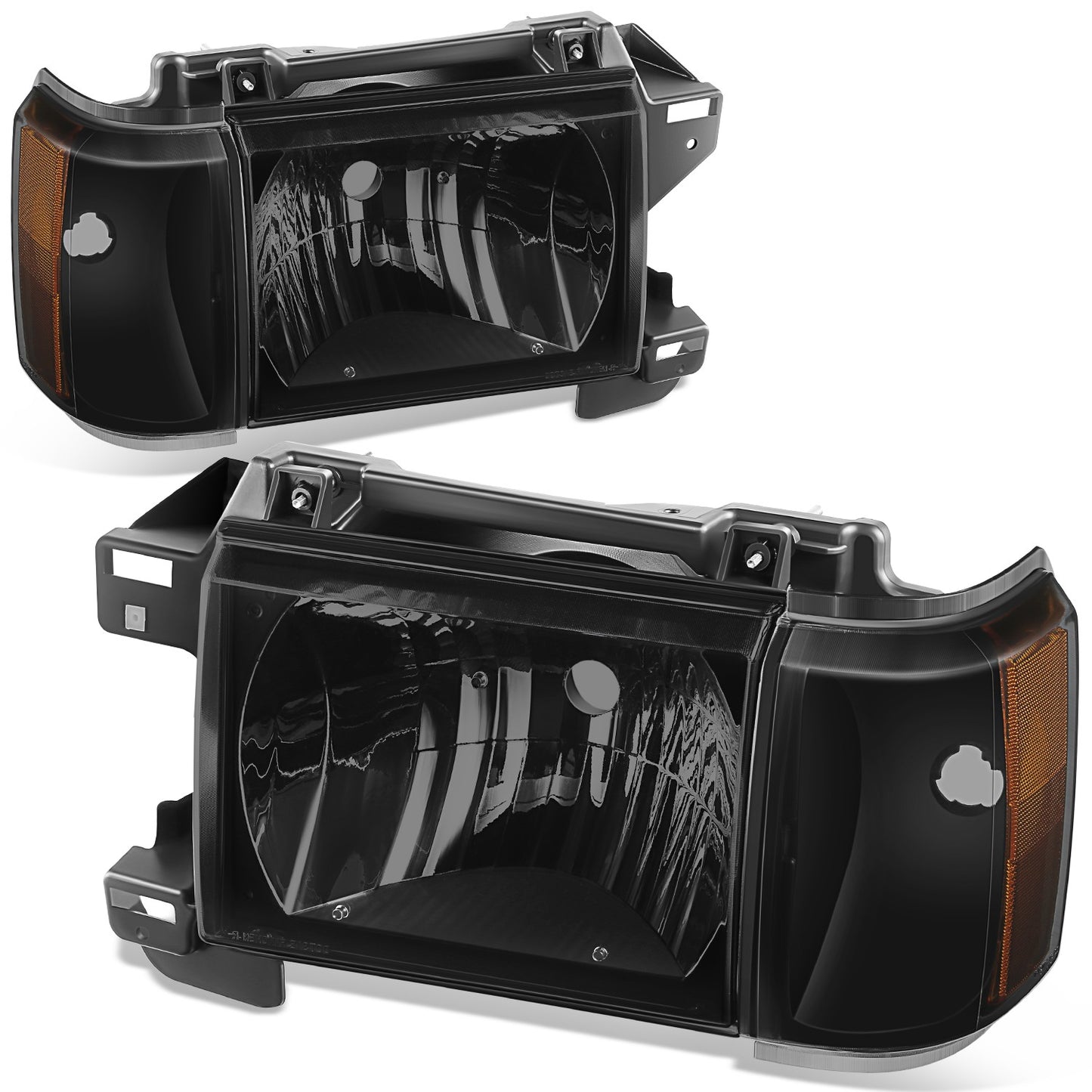 FAROS 87-91 FORD BRONCO, F-150, F-250, F-350 - 9004 HIGH / LOW BEAM / 1157A TURN SIGNAL - BLACK HOUSING / SMOKE LENS / AMBER CORNER