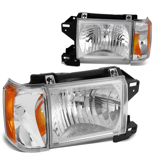 FAROS 87-91 FORD BRONCO, F-150, F-250, F-350 - 9004 HIGH / LOW BEAM / 1157A TURN SIGNAL - CHROME HOUSING / AMBER CORNER
