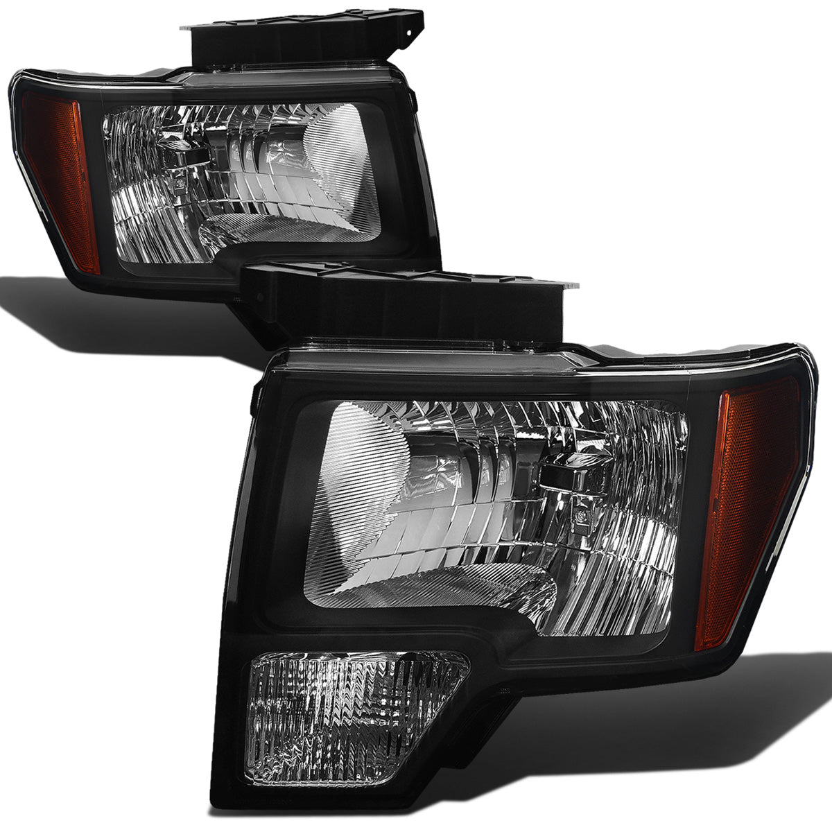 FAROS 09-14 FORD F-150 2/4-DR - FITS HALOGEN MODELS ONLY - DOES NOT FIT XENON OR HID MODEL - H13 LOW BEAM / HIGH BEAM / 3157A TURN SIGNAL - BLACK HOUSING / AMBER CORNER