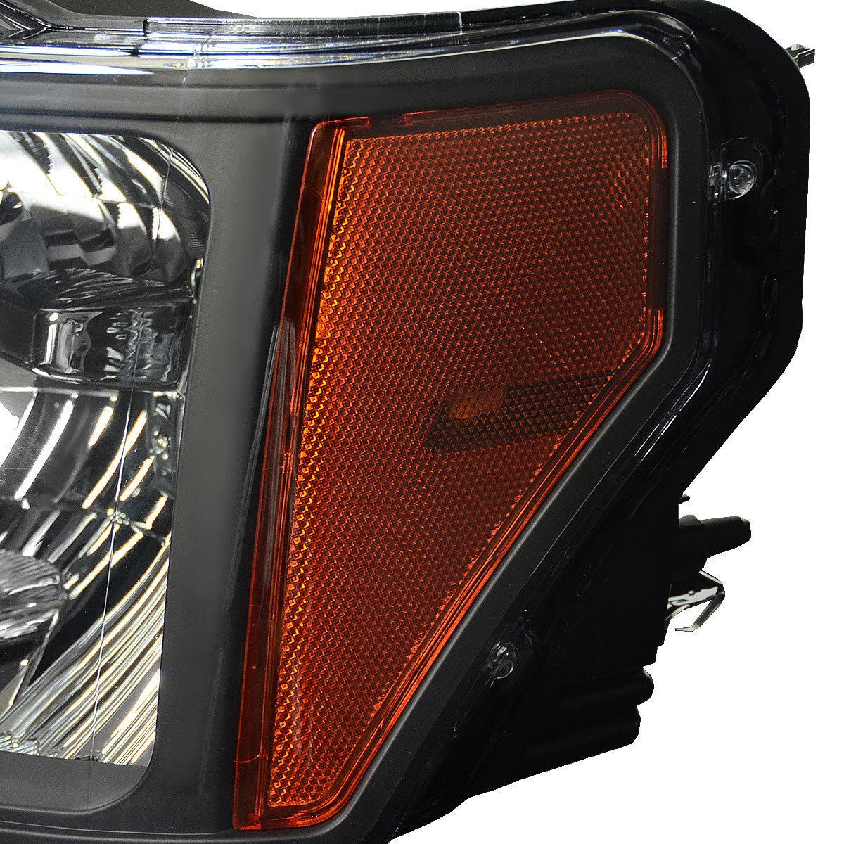 FAROS 09-14 FORD F-150 2/4-DR - FITS HALOGEN MODELS ONLY - DOES NOT FIT XENON OR HID MODEL - H13 LOW BEAM / HIGH BEAM / 3157A TURN SIGNAL - BLACK HOUSING / AMBER CORNER