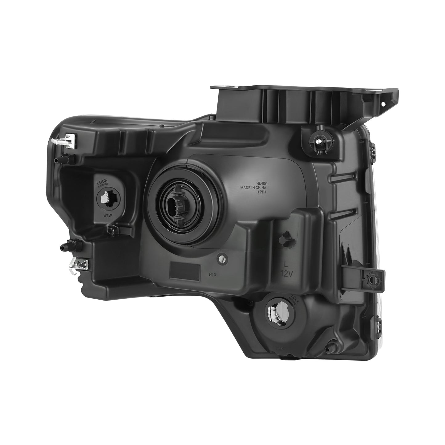 FAROS F-150 2009-2013//WHITE HOOD, WHITE REVERSE, BLACK TRIM FRAME NEAR AND FAR LIGHT WITH BLUE LIGHT BULB