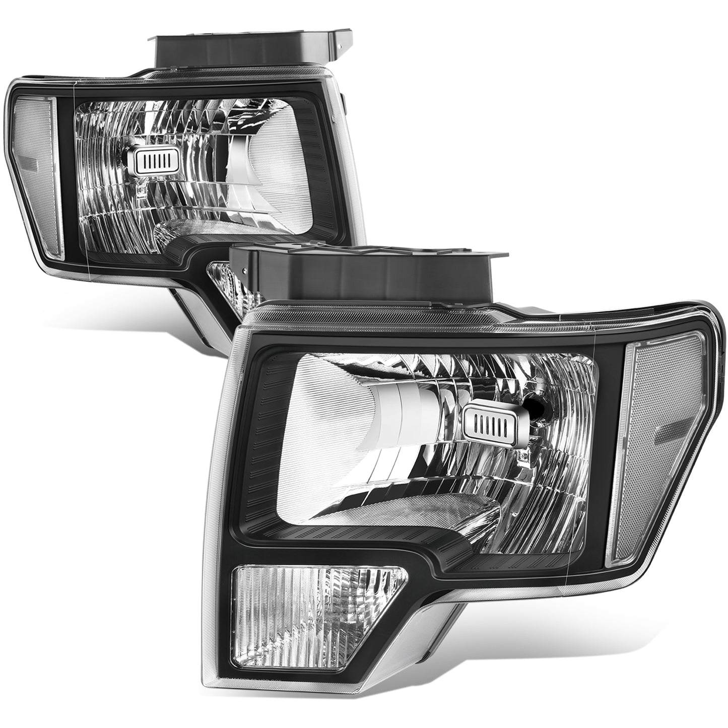 FAROS F-150 2009-2013//WHITE HOOD, WHITE REVERSE, BLACK TRIM FRAME NEAR AND FAR LIGHT WITH BLUE LIGHT BULB