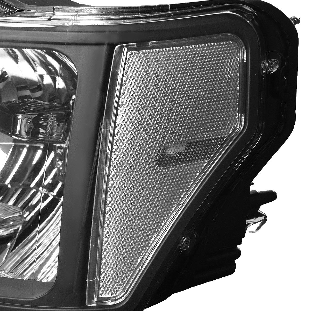 FAROS 09-14 FORD F-150 2/4-DR - FITS HALOGEN MODELS ONLY - DOES NOT FIT XENON OR HID MODEL - H13 LOW BEAM / HIGH BEAM / 3157A TURN SIGNAL - BLACK HOUSING / CLEAR CORNER