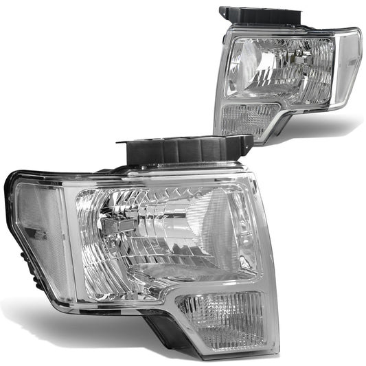 FAROS 09-14 FORD F-150 2/4-DR - FITS HALOGEN MODELS ONLY - DOES NOT FIT XENON OR HID MODEL - H13 LOW BEAM / HIGH BEAM / 3157A TURN SIGNAL - CHROME HOUSING / CLEAR CORNER