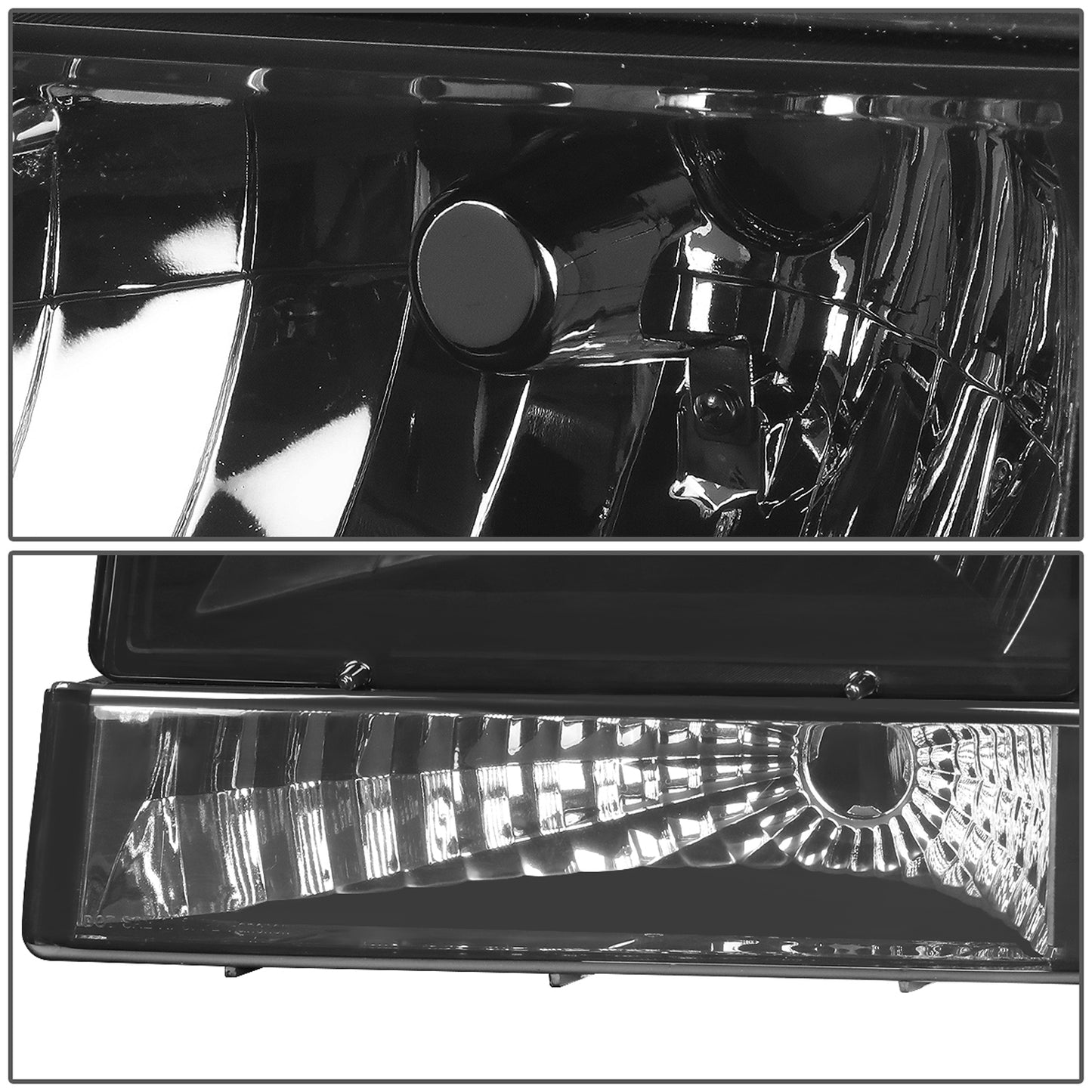 FAROS 92-96 FORD F-150, F-250, F-350, BRONCO 2/4-DR - 6PC - 9007 LOW BEAM / HIGH BEAM - 3157A TURN SIGNAL - BLACK HOUSING / SMOKE LENS / AMBER CORNER