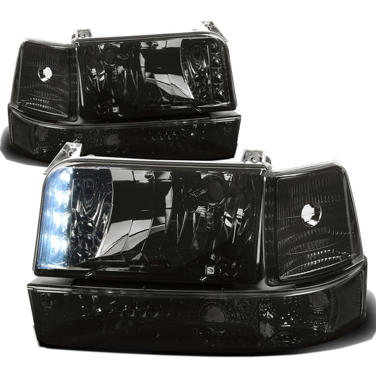 FAROS 92-96 FORD F-150, F-250, F-350, BRONCO 2/4-DR - 6PC - LED - 9007 LOW BEAM / HIGH BEAM - 3157A TURN SIGNAL - SMOKE HOUSING / CLEAR CORNER