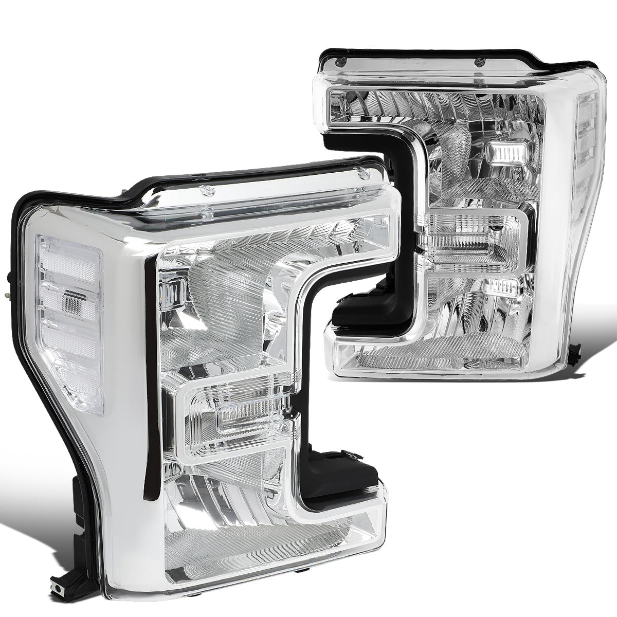 FAROS 17-19 FORD F-250, F-350, F-450, F-550 SUPER DUTY - FITS MODELS W/ HALOGEN HEADLIGHTS ONLY - H13 LOW BEAM / H13 HIGH BEAM - CHROME HOUSING / CLEAR CORNER