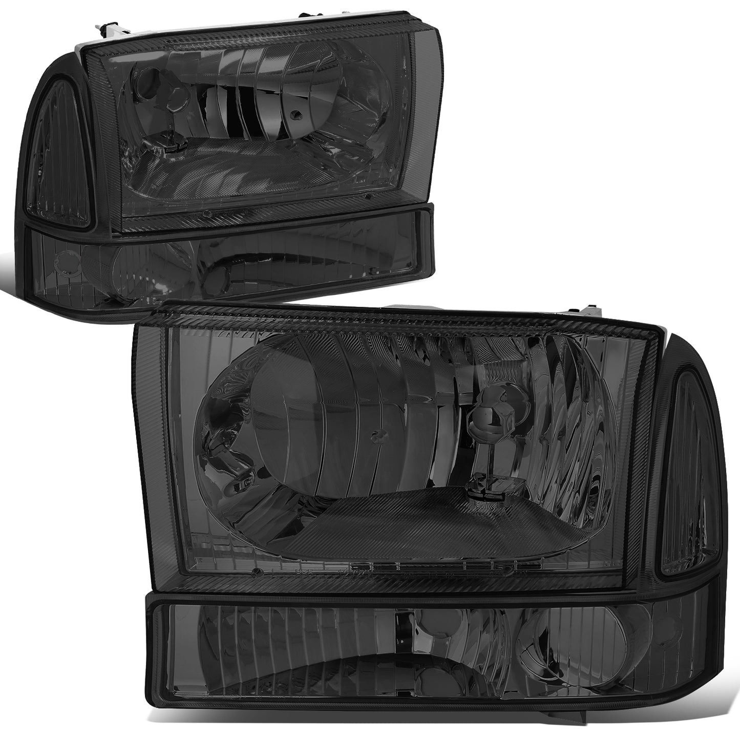 FAROS 99-04 FORD SUPER DUTY F-250, F-350, F-450, F-550 2/4-DR - 4PC - 9007 LOW BEAM / HIGH BEAM / 3157A TURN SIGNAL - SMOKE HOUSING / CLEAR CORNER