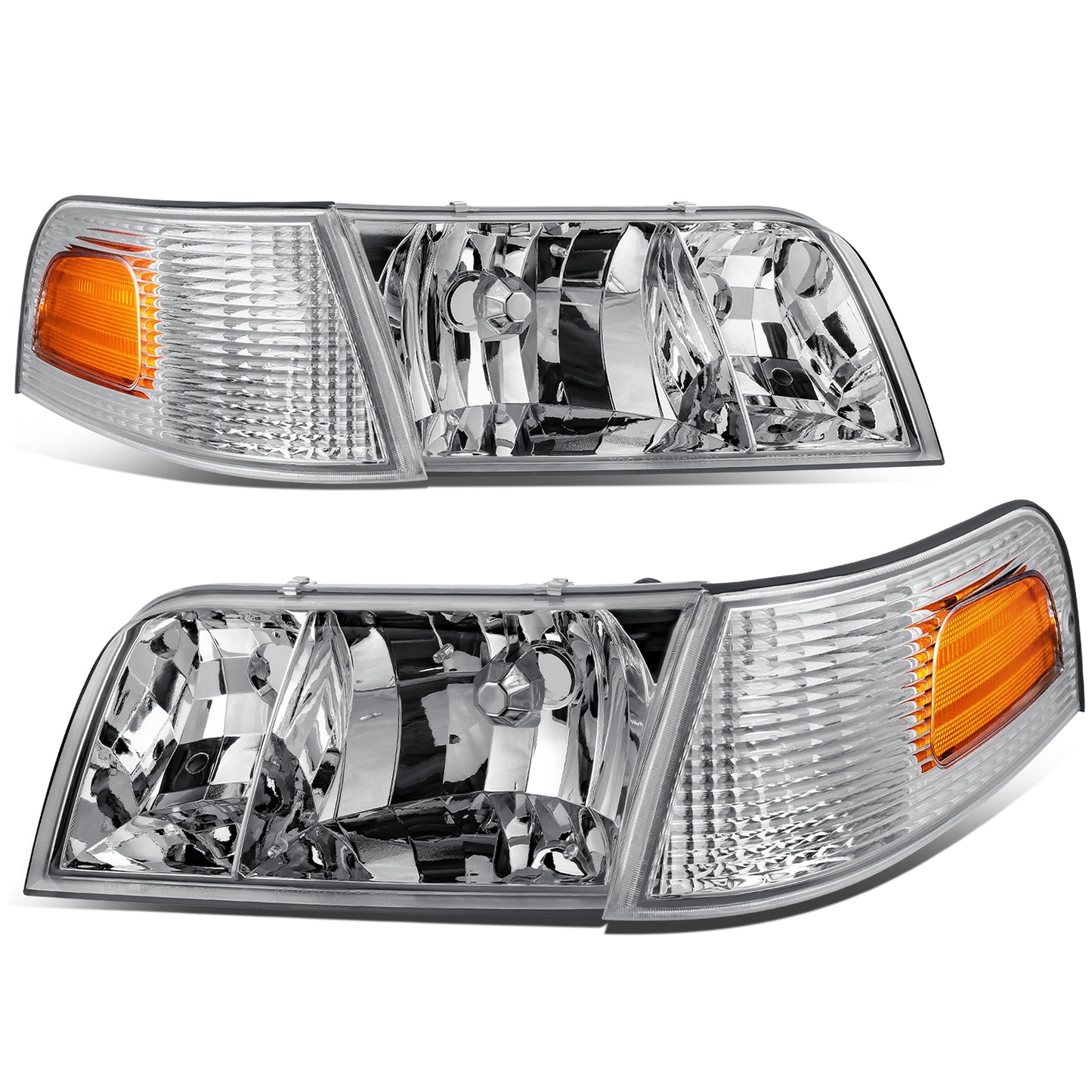 FAROS 98-11 FORD CROWN VICTORIA HEAD LIGHT AND  CORNER LIGHT CHROME WITH AMBER