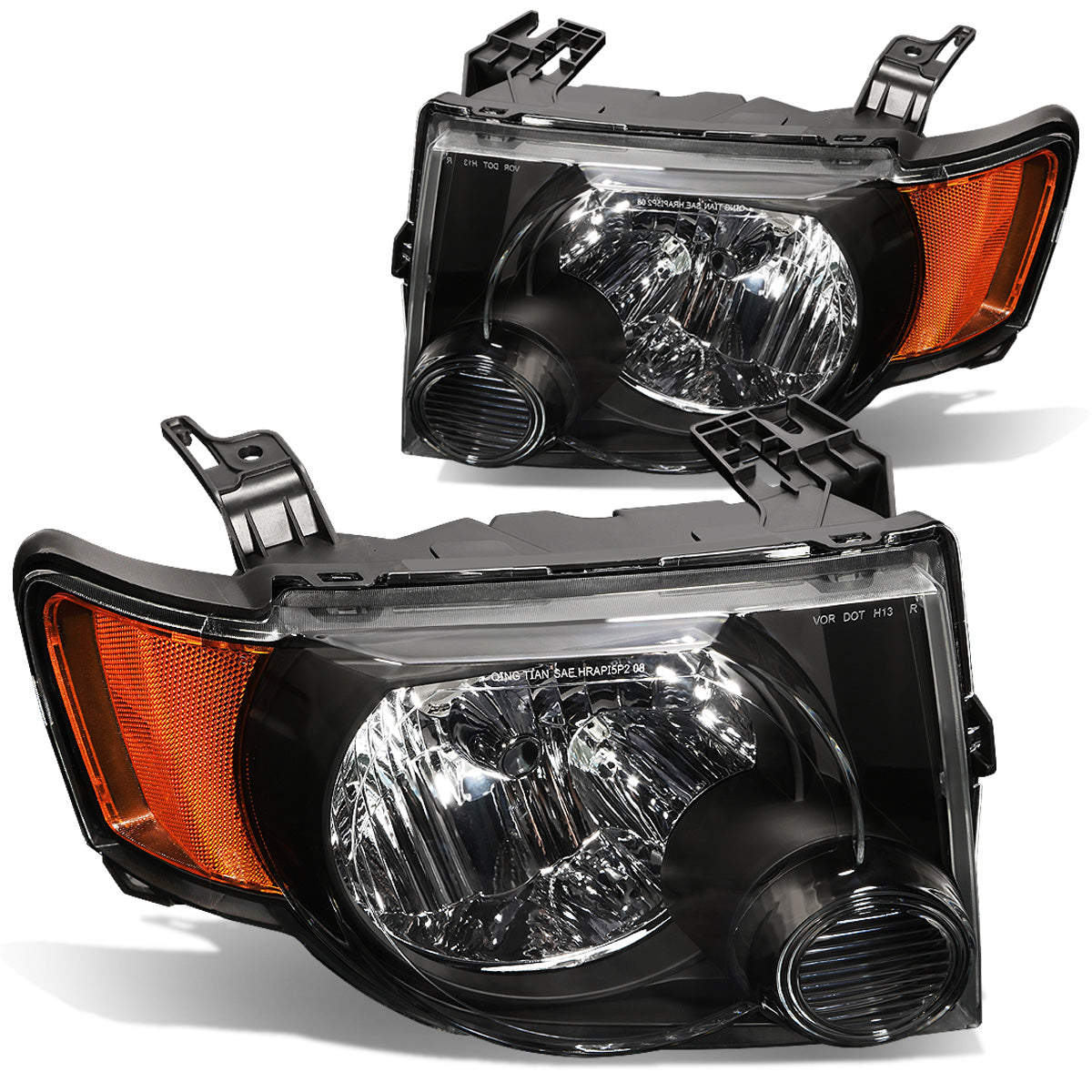 FAROS 08-12 FORD ESCAPE 4-DOOR - H13 LOW BEAM / HIGH BEAM - BLACK HOUSING / AMBER CORNER