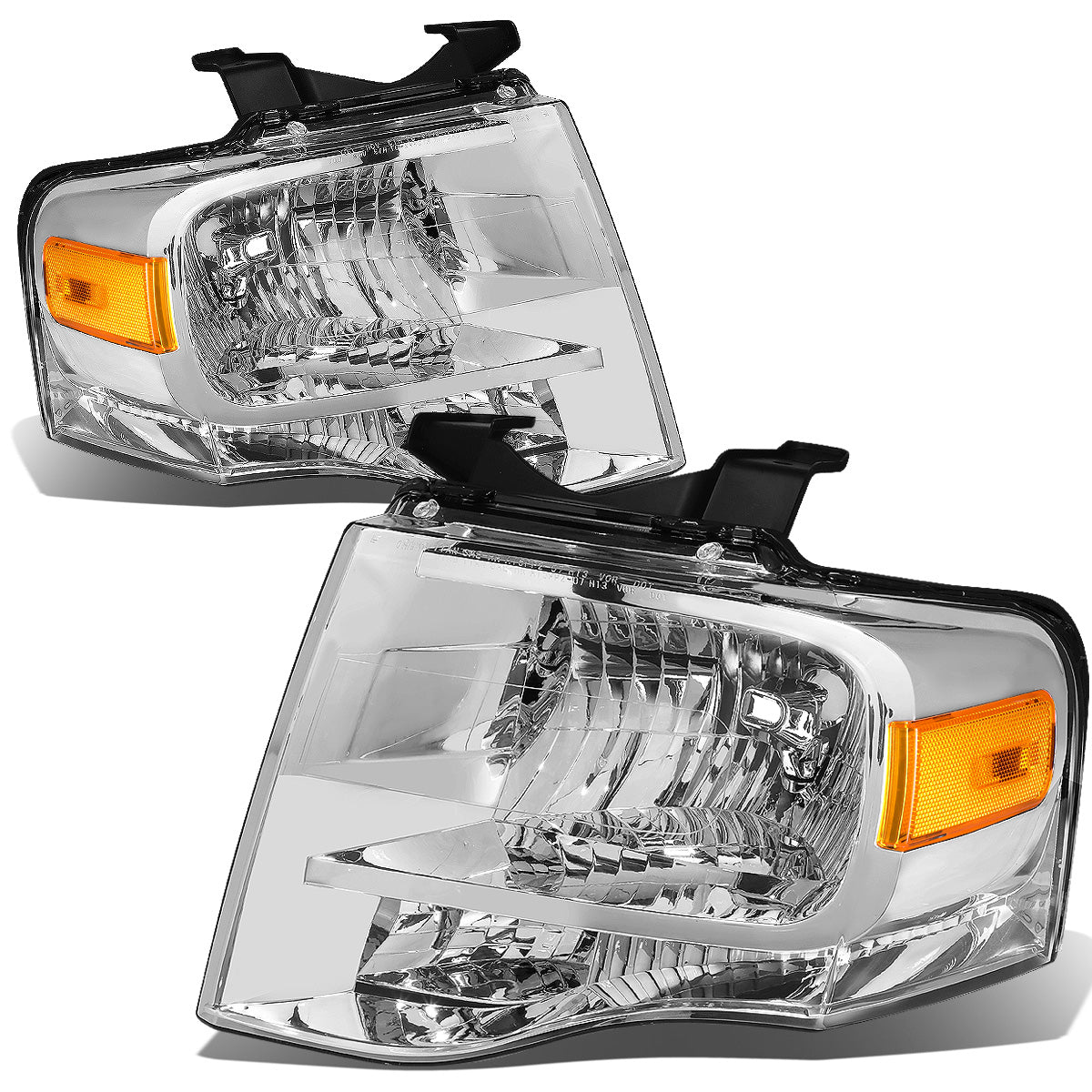 FAROS 07-14 FORD EXPEDITION 4-DOOR - H13 LOW BEAM / HIGH BEAM - CHROME HOUSING / AMBER CORNER