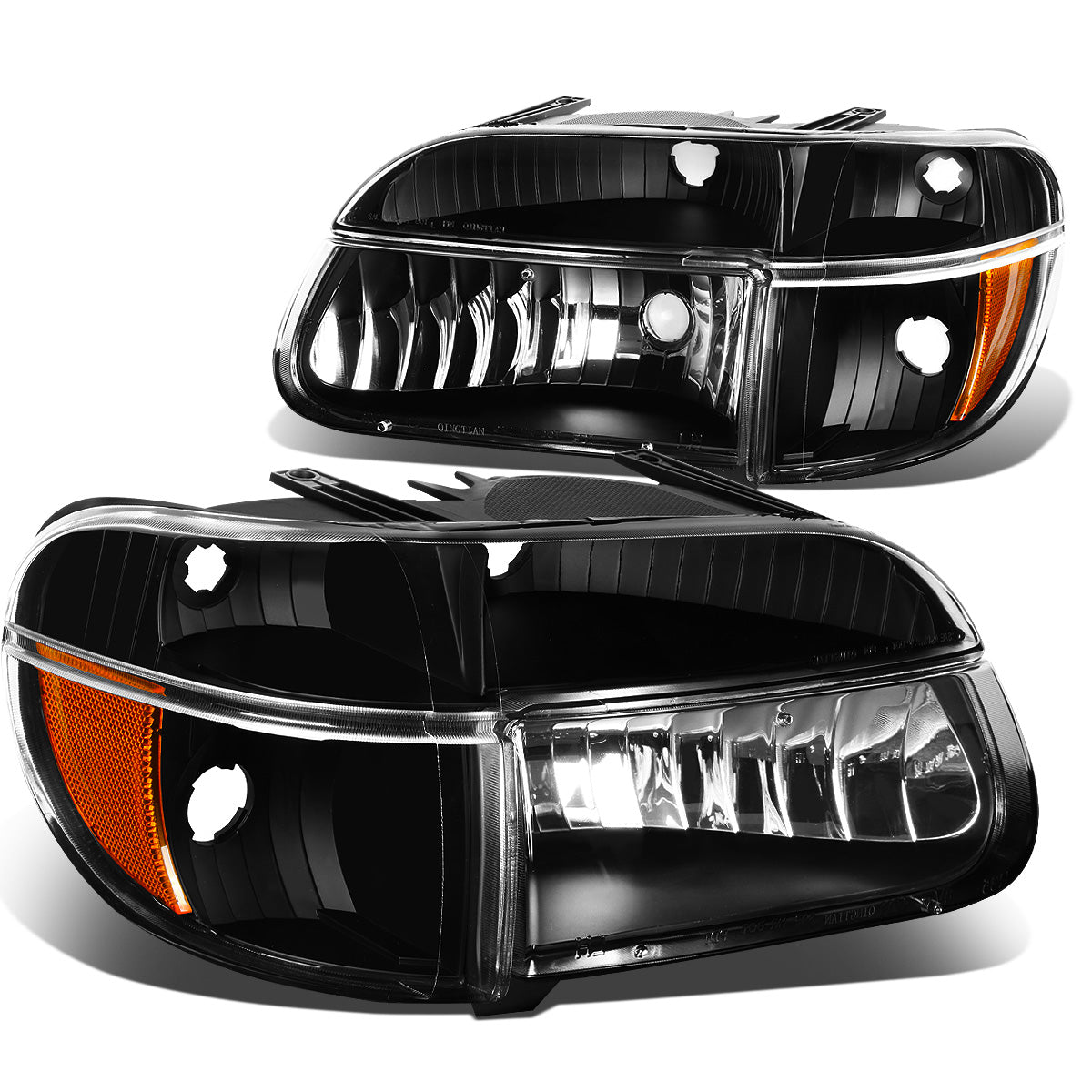 FAROS 95-01 FORD EXPLORER / 1997 MERCURY MOUNTAINEER 2/4-DOOR - 4PC - 9007 LOW BEAM / HIGH BEAM - BLACK HOUSING / AMBER CORNER