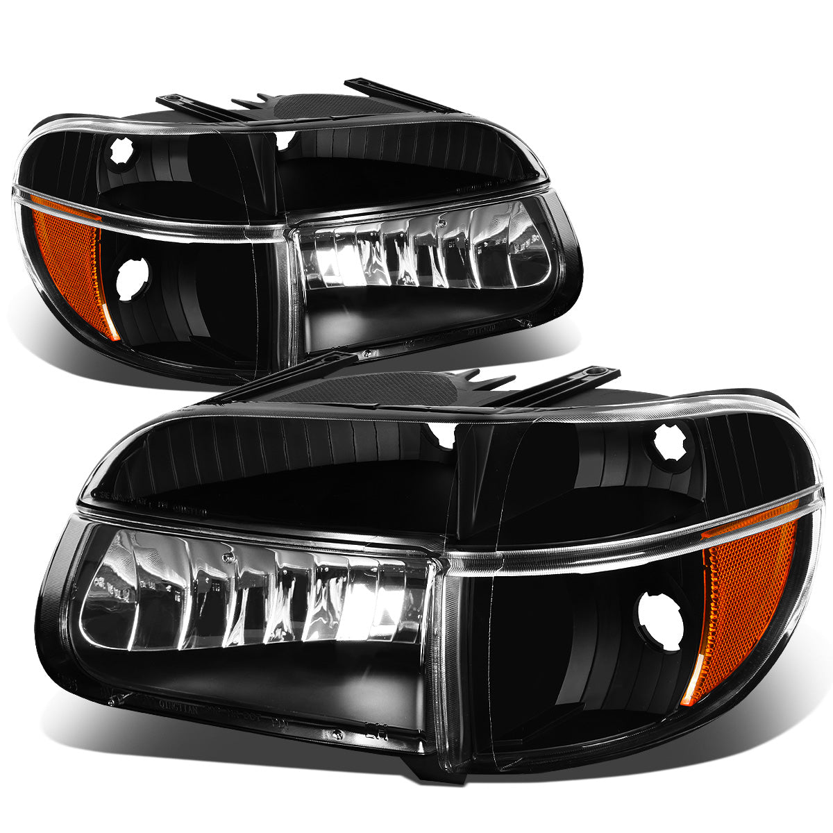 FAROS 95-01 FORD EXPLORER / 1997 MERCURY MOUNTAINEER 2/4-DOOR - 4PC - 9007 LOW BEAM / HIGH BEAM - BLACK HOUSING / AMBER CORNER
