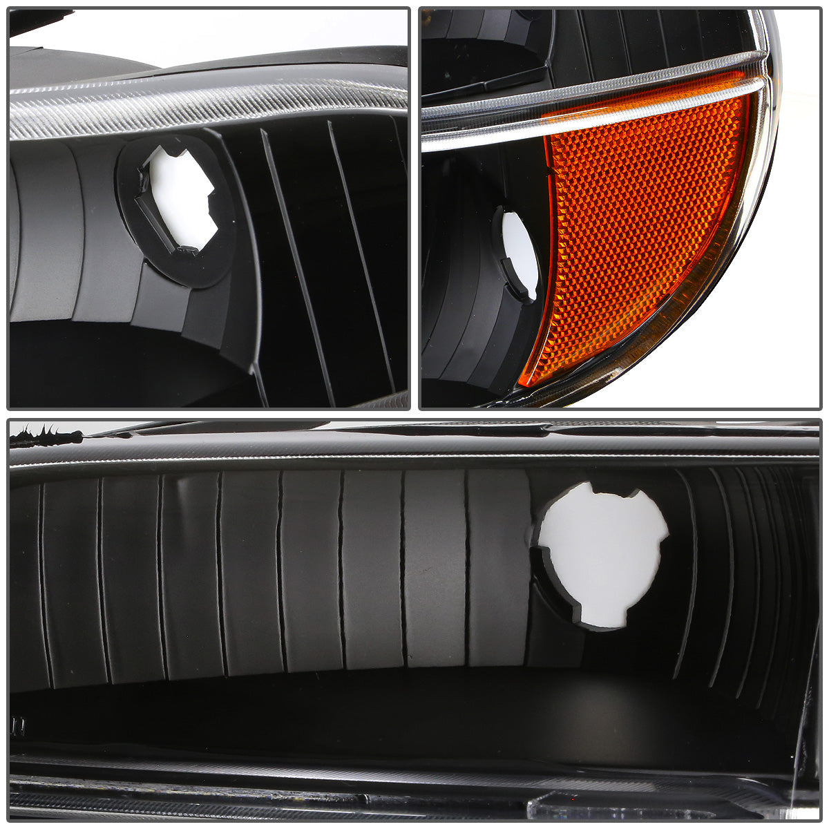 FAROS 95-01 FORD EXPLORER / 1997 MERCURY MOUNTAINEER 2/4-DOOR - 4PC - 9007 LOW BEAM / HIGH BEAM - BLACK HOUSING / AMBER CORNER