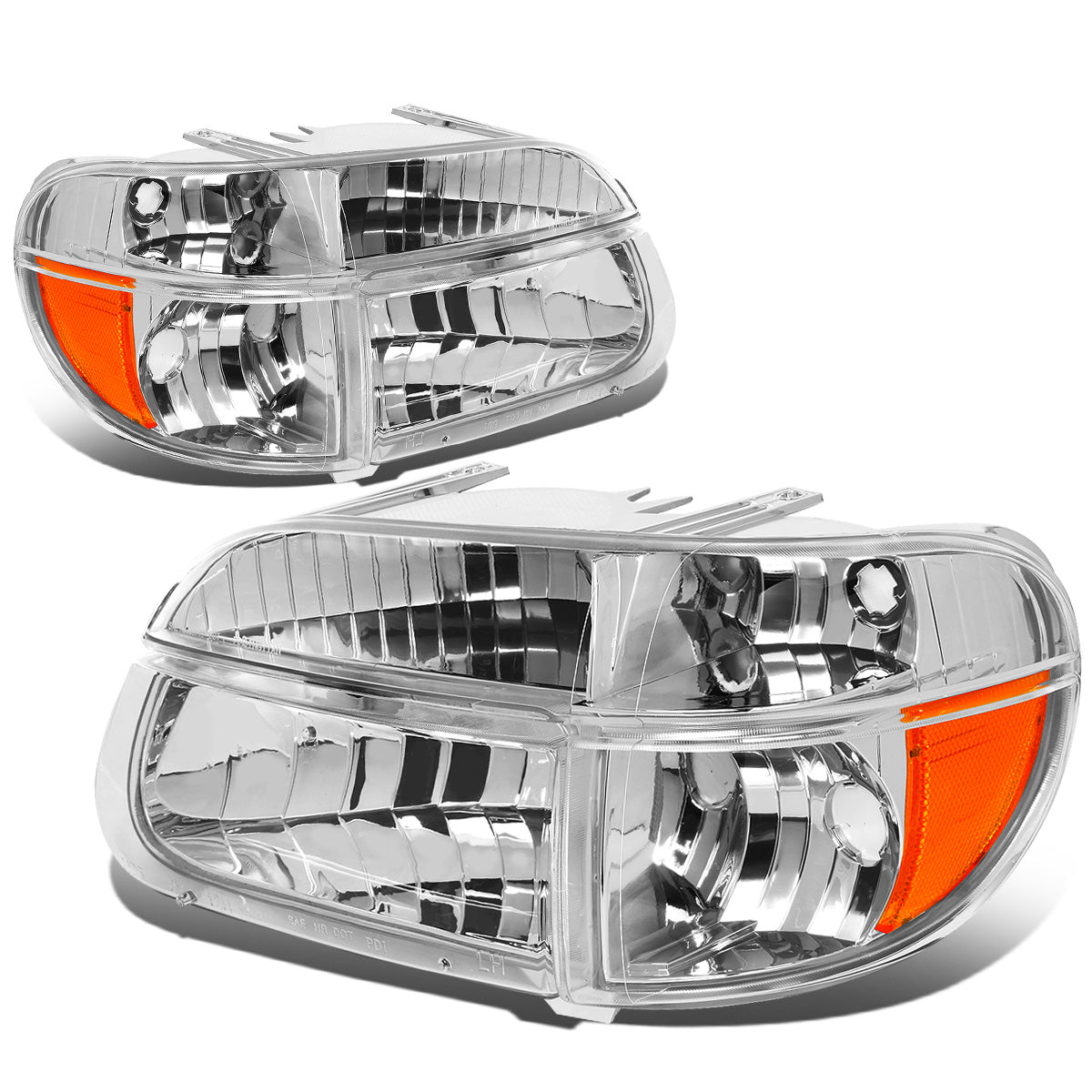 FAROS 95-01 FORD EXPLORER / 1997 MERCURY MOUNTAINEER 2/4-DOOR - 4PC - 9007 LOW BEAM / HIGH BEAM - CHROME HOUSING / AMBER CORNER