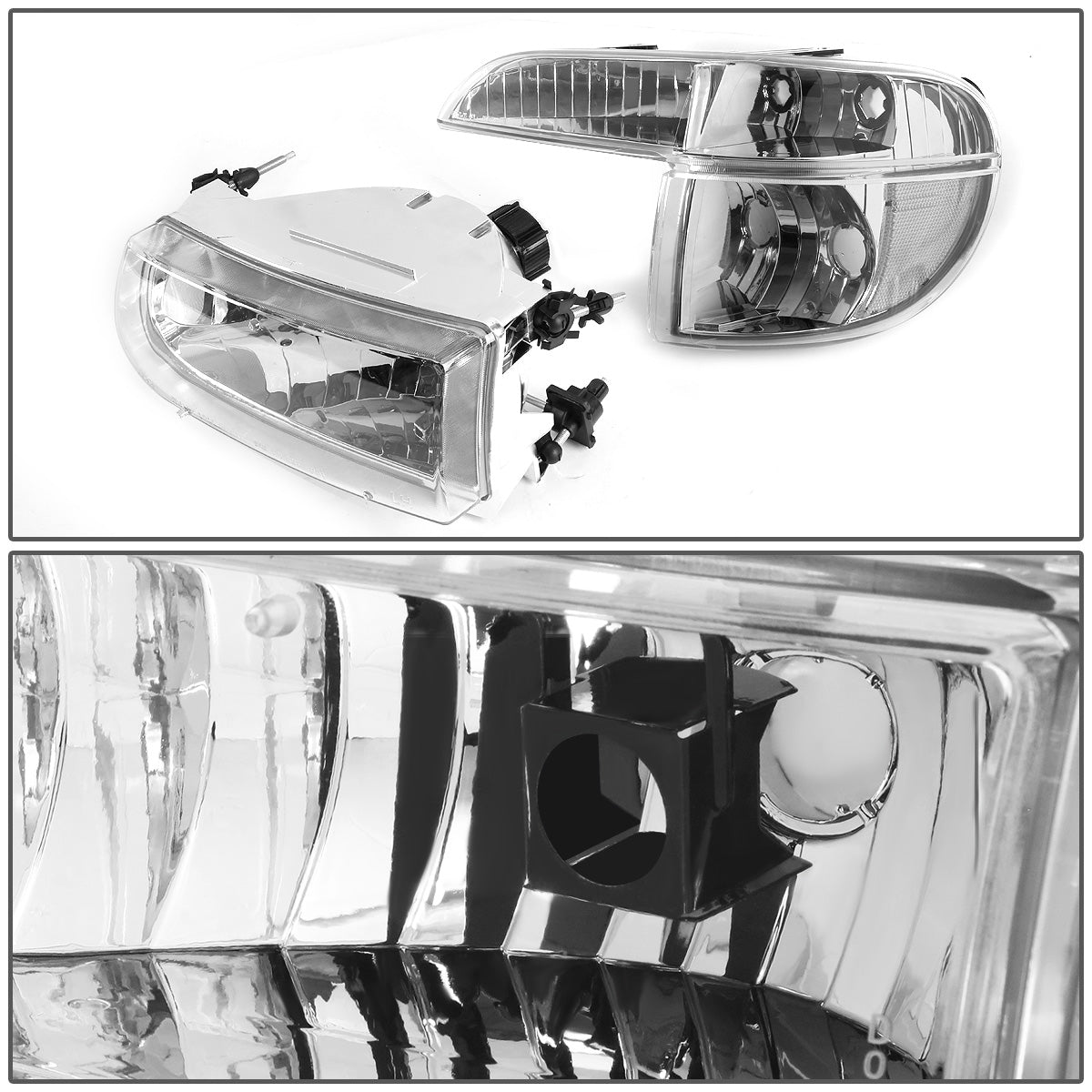 FAROS 95-01 FORD EXPLORER / 1997 MERCURY MOUNTAINEER 2/4-DOOR - 4PC - 9007 LOW BEAM / HIGH BEAM - CHROME HOUSING / CLEAR CORNER